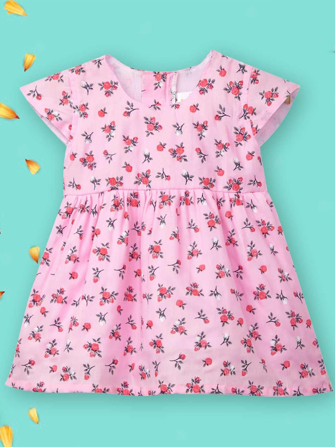 

Babywish Girls Floral Print Fit & Flare Dress, Pink