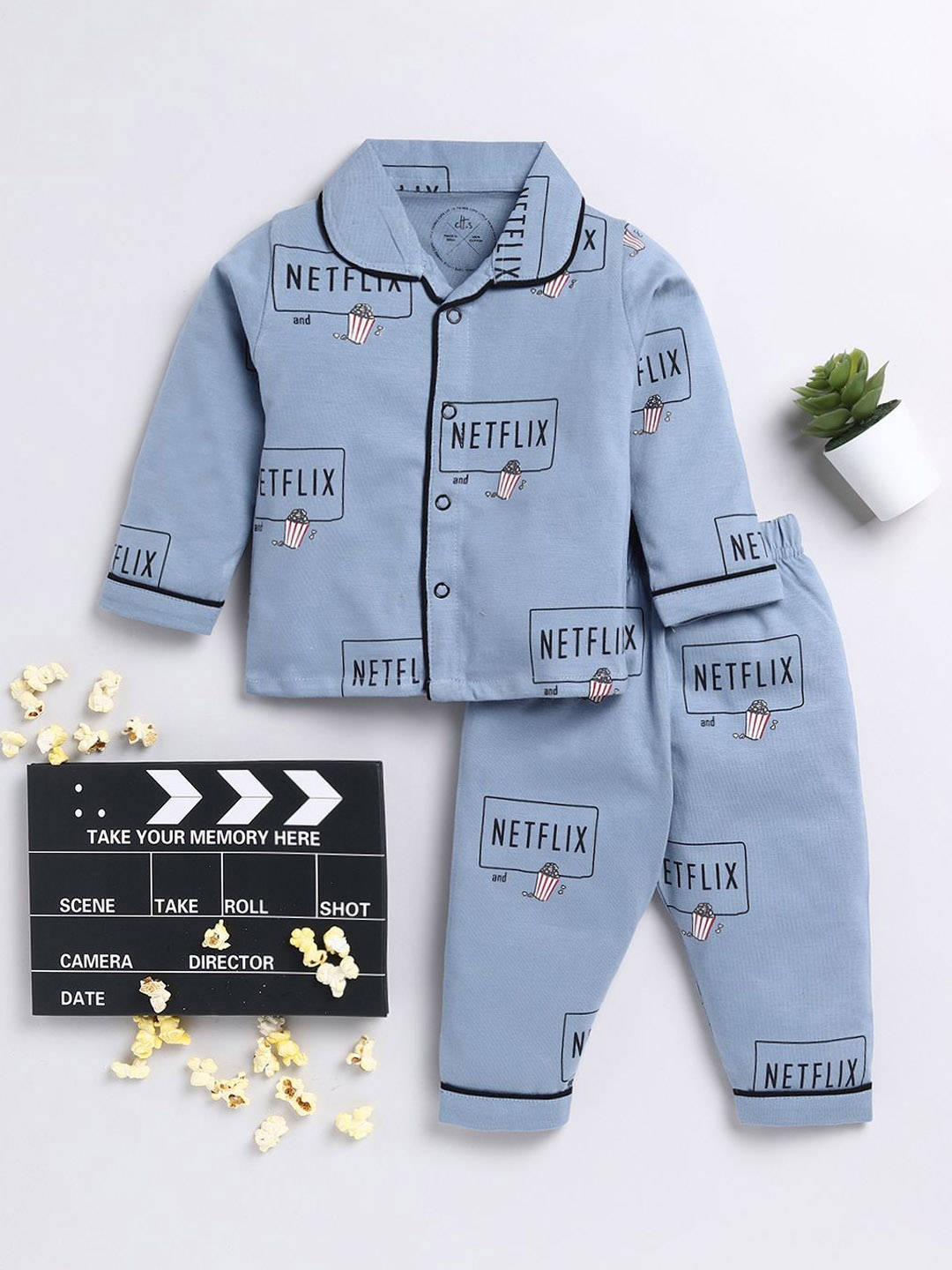 

Clt.s Unisex Kids Printed Night suit, Blue
