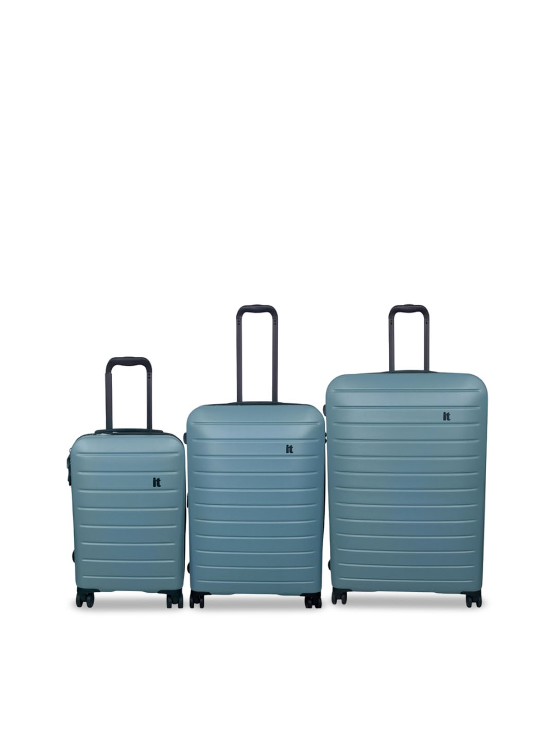 

IT luggage Legion Set Of 3 Textured Hard Suitcase Trolley Bags, Blue
