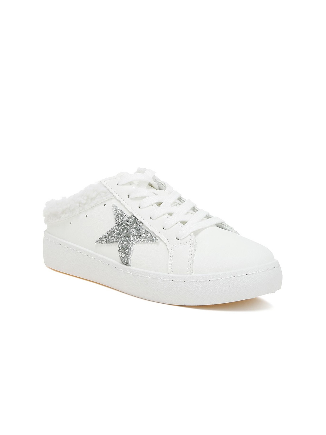 

London Rag Women Printed Leather Sneakers, White