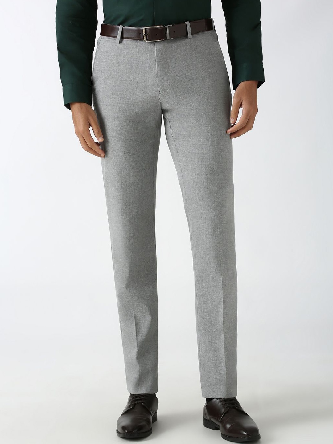 

Peter England Men Slim Fit Trousers, Grey