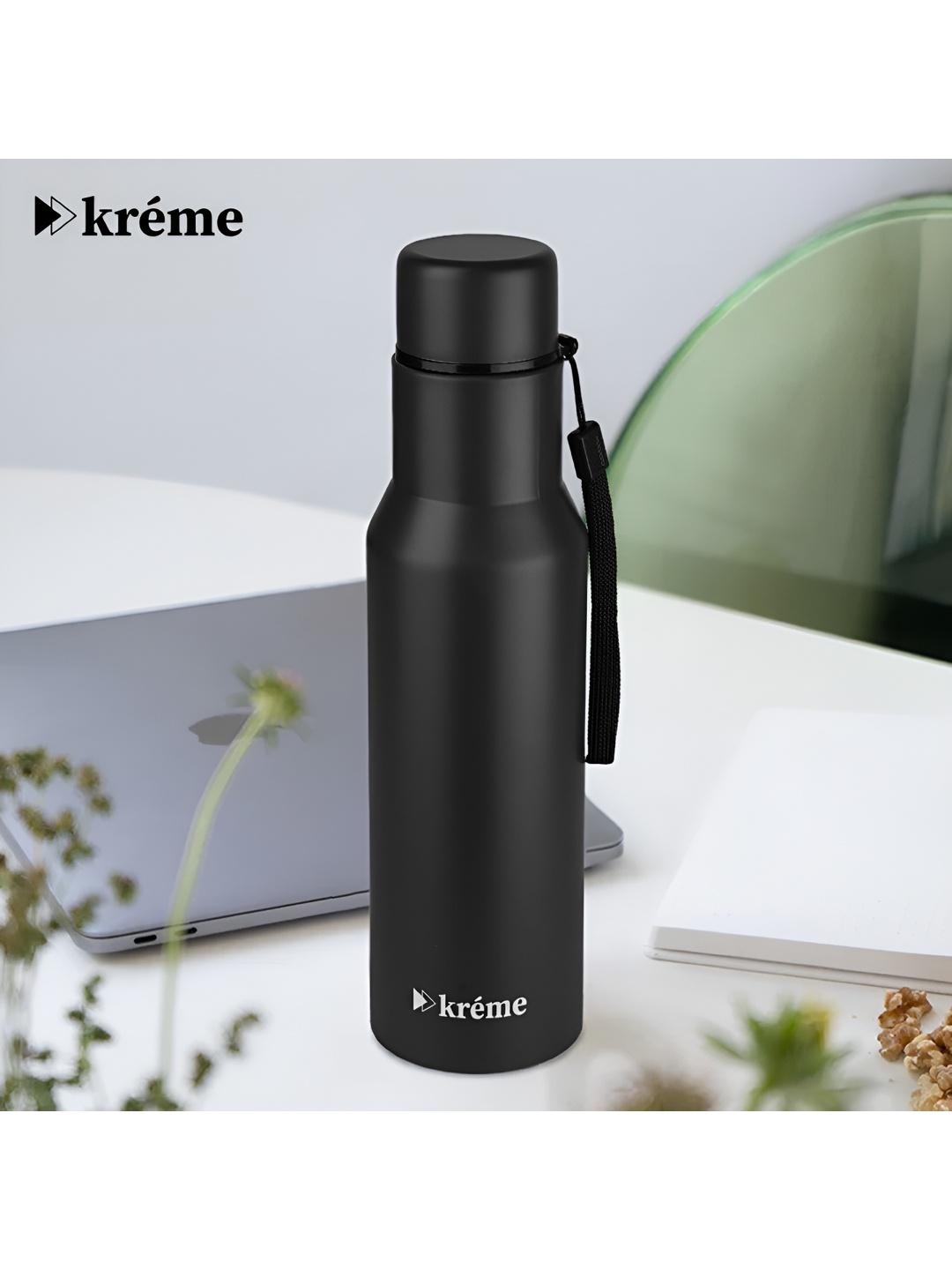 

Kreme Black Brand Logo Stainless Steel Single Wall Vacuum Water Bottle 750 ml