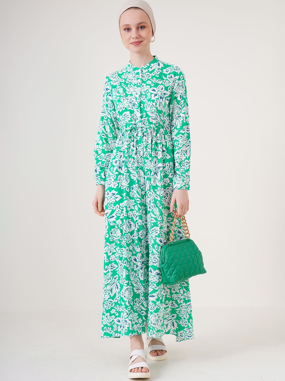 

BIGDART Floral Printed Long Sleeves Maxi Dress, Green