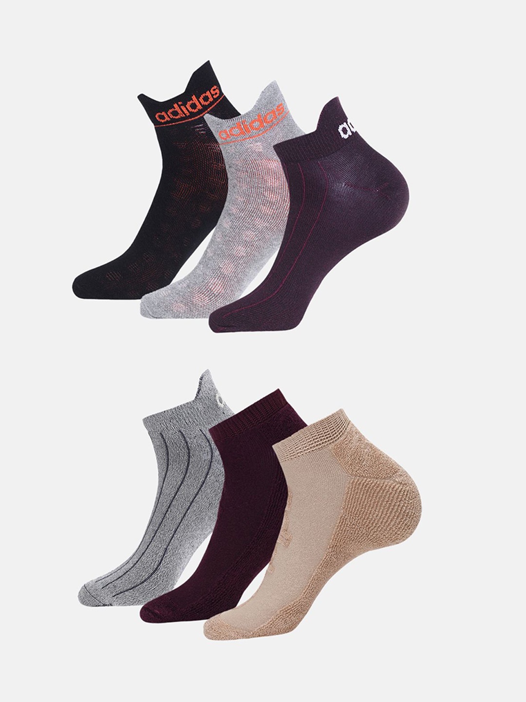 

ADIDAS Men Pack Of 6 Ankle Length Socks, Multi
