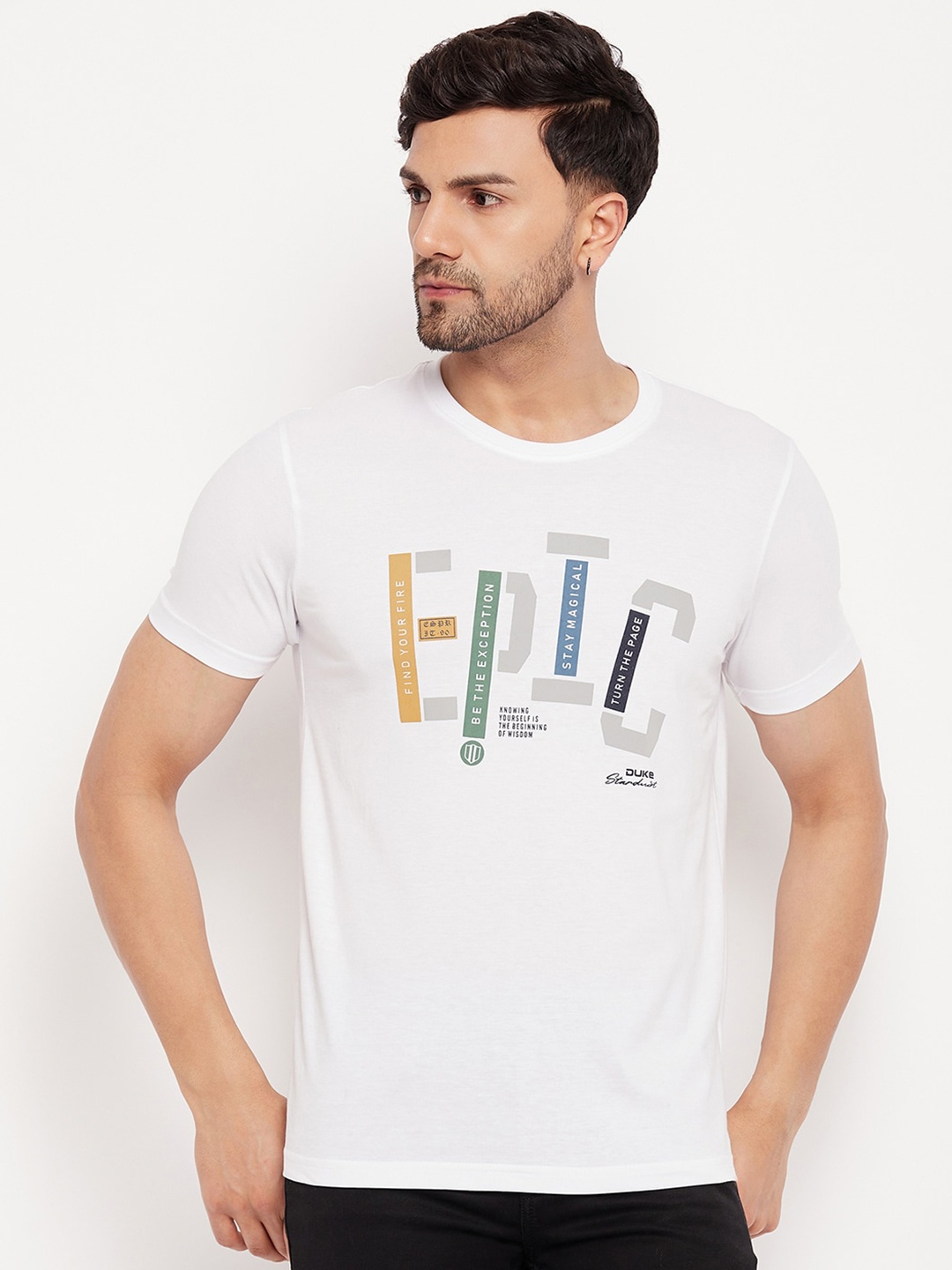 

Duke Typography Printed Cotton Slim Fit T-shirt, White