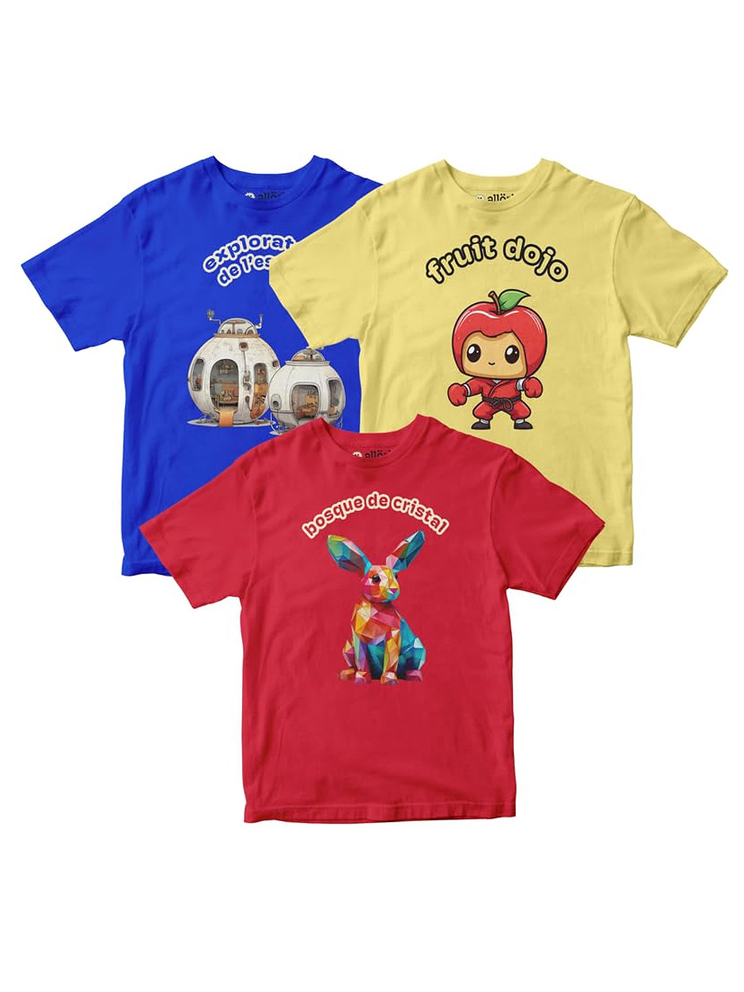 

allorio kids Boys 3 Printed Applique Slim Fit T-shirt, Multi