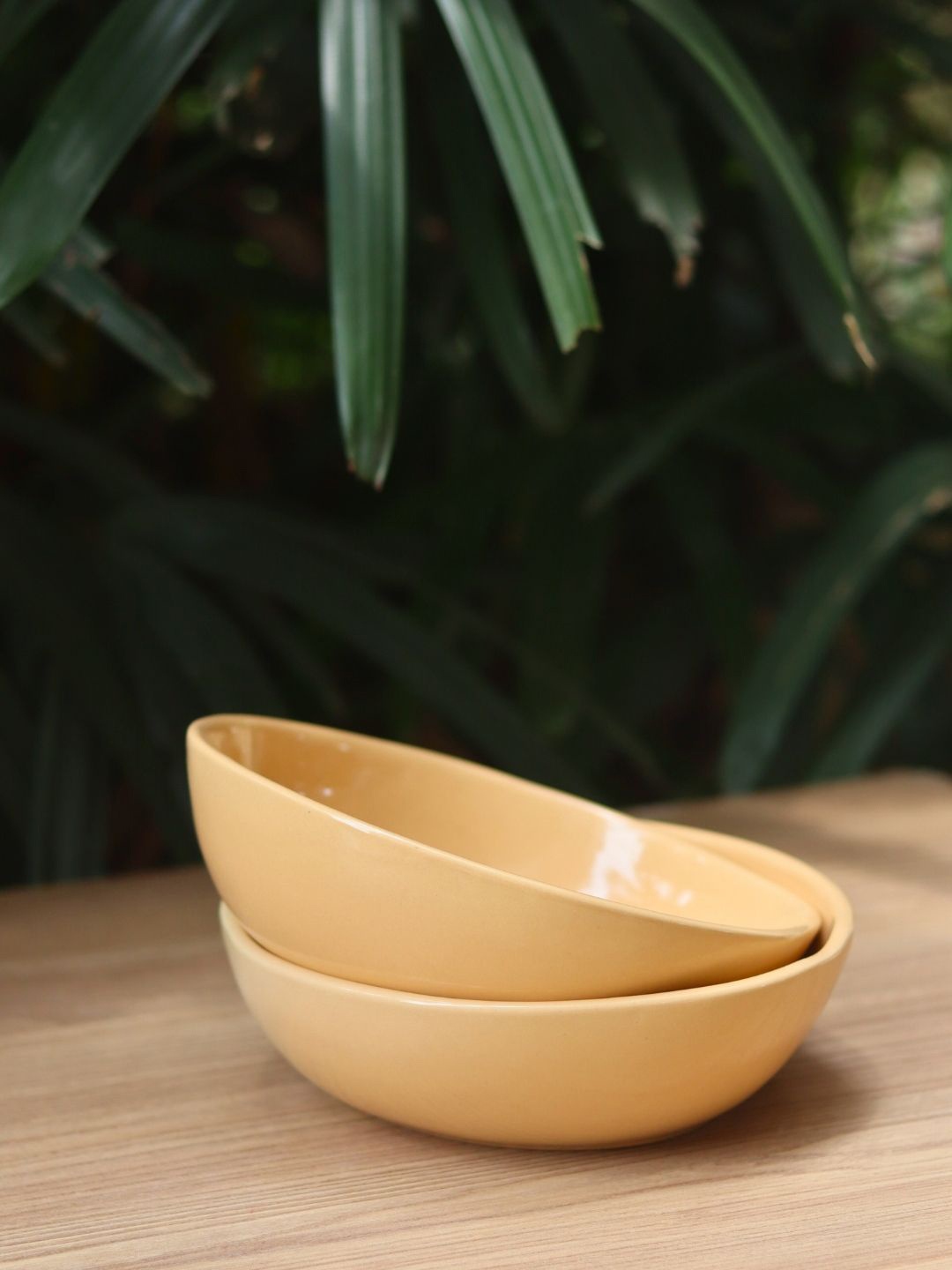 

WEAVING HOMES Beige 2 Pieces Printed Ceramic Serving Bowl
