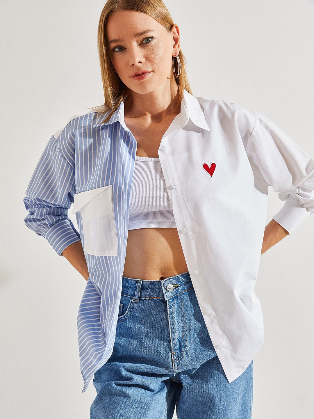 

BIANCO LUCCI Women Spread Collar Striped Casual Shirt, Na