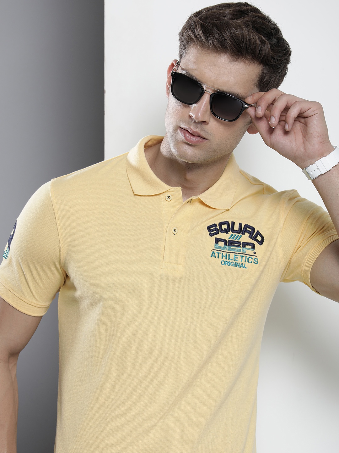 

The Indian Garage Co Polo Collar Applique T-shirt, Yellow