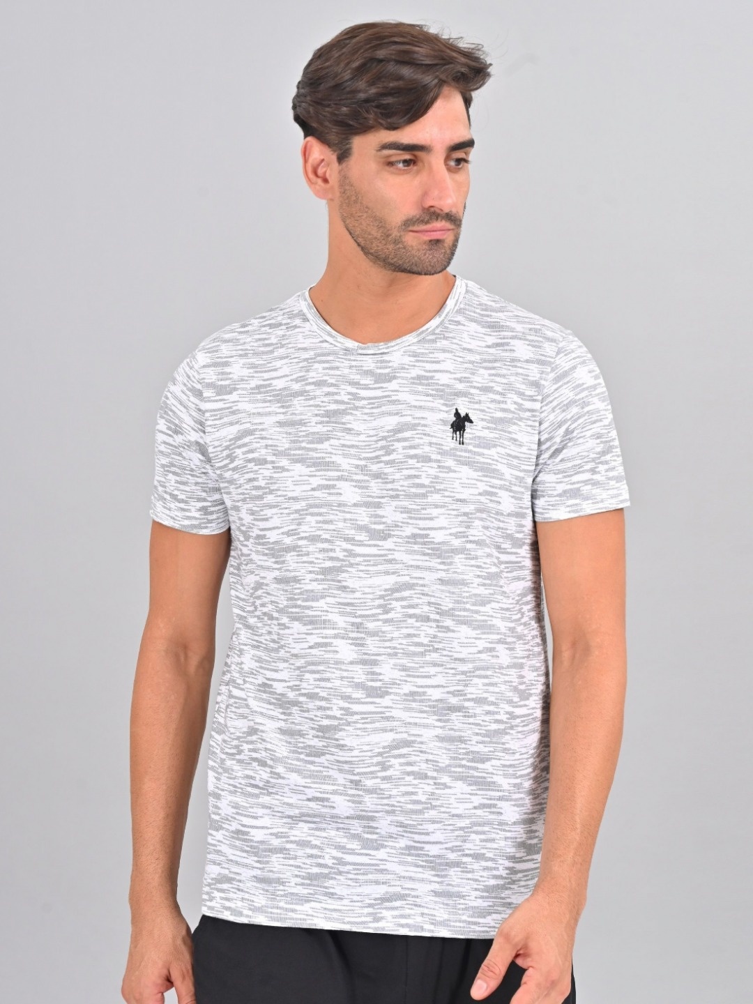 

Masculino Latino Men Rapid-Dry Abstract Printed Round Neck Cotton T-Shirt, White