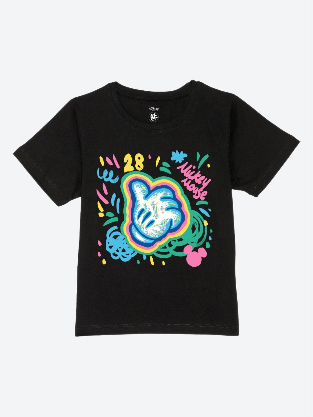 

YK Disney Boys Graphic Printed Round Neck Pure Cotton T-Shirt, Black