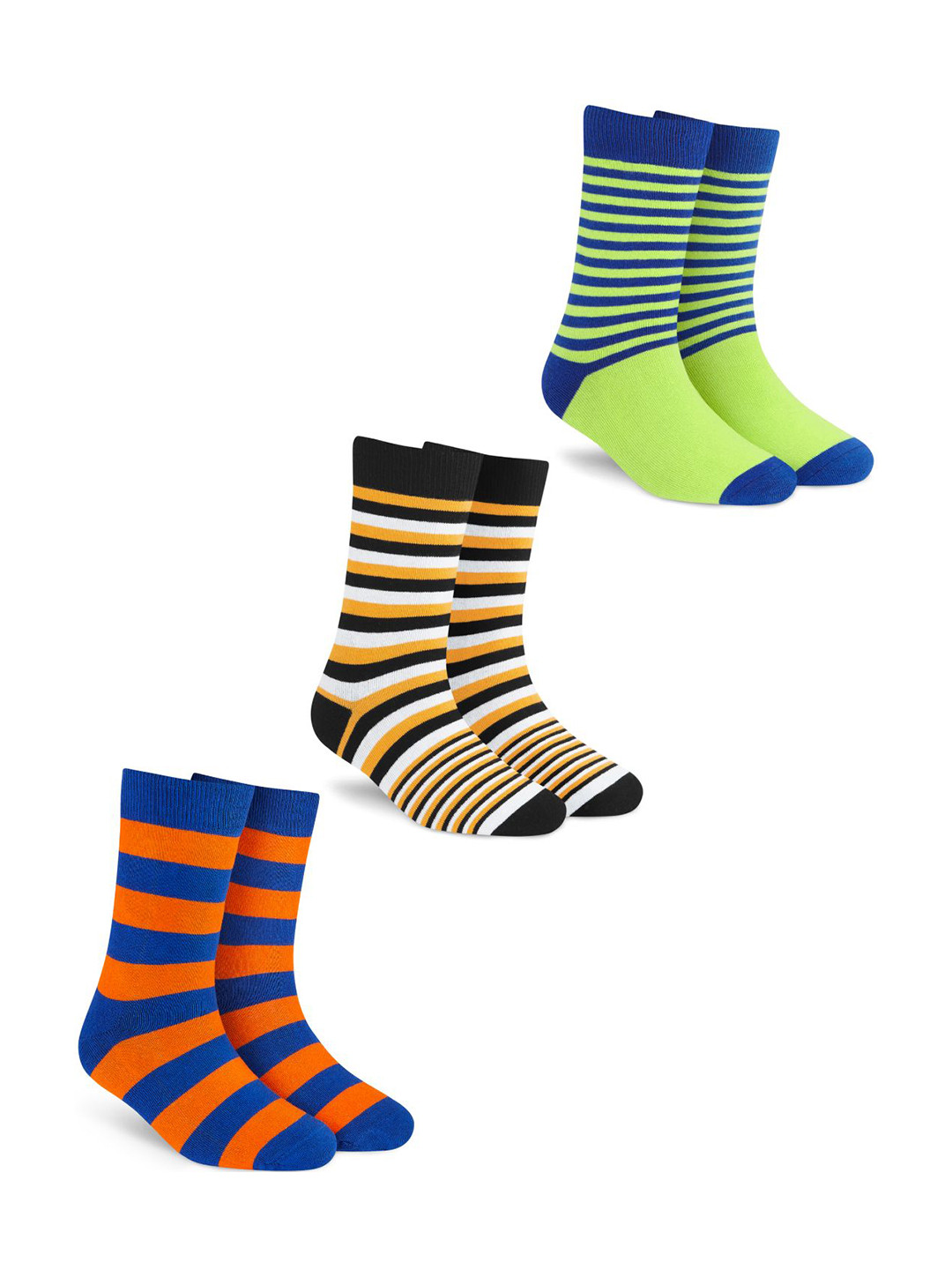 

Dynamocks Pack Of 3 Striped Calf-Length Socks, Yellow