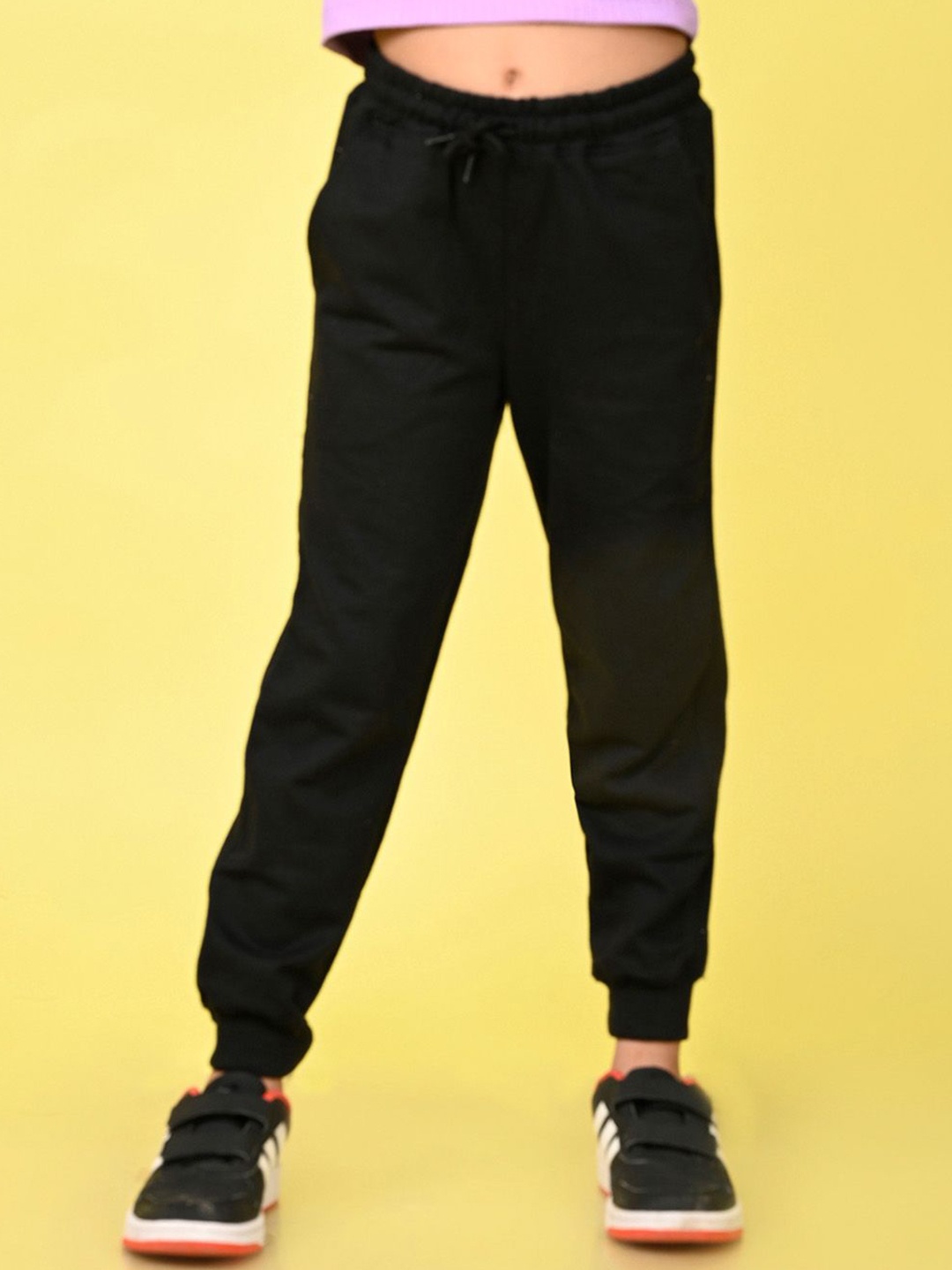 

NUSYL Girls Cotton Mid Rise Jogger, Black