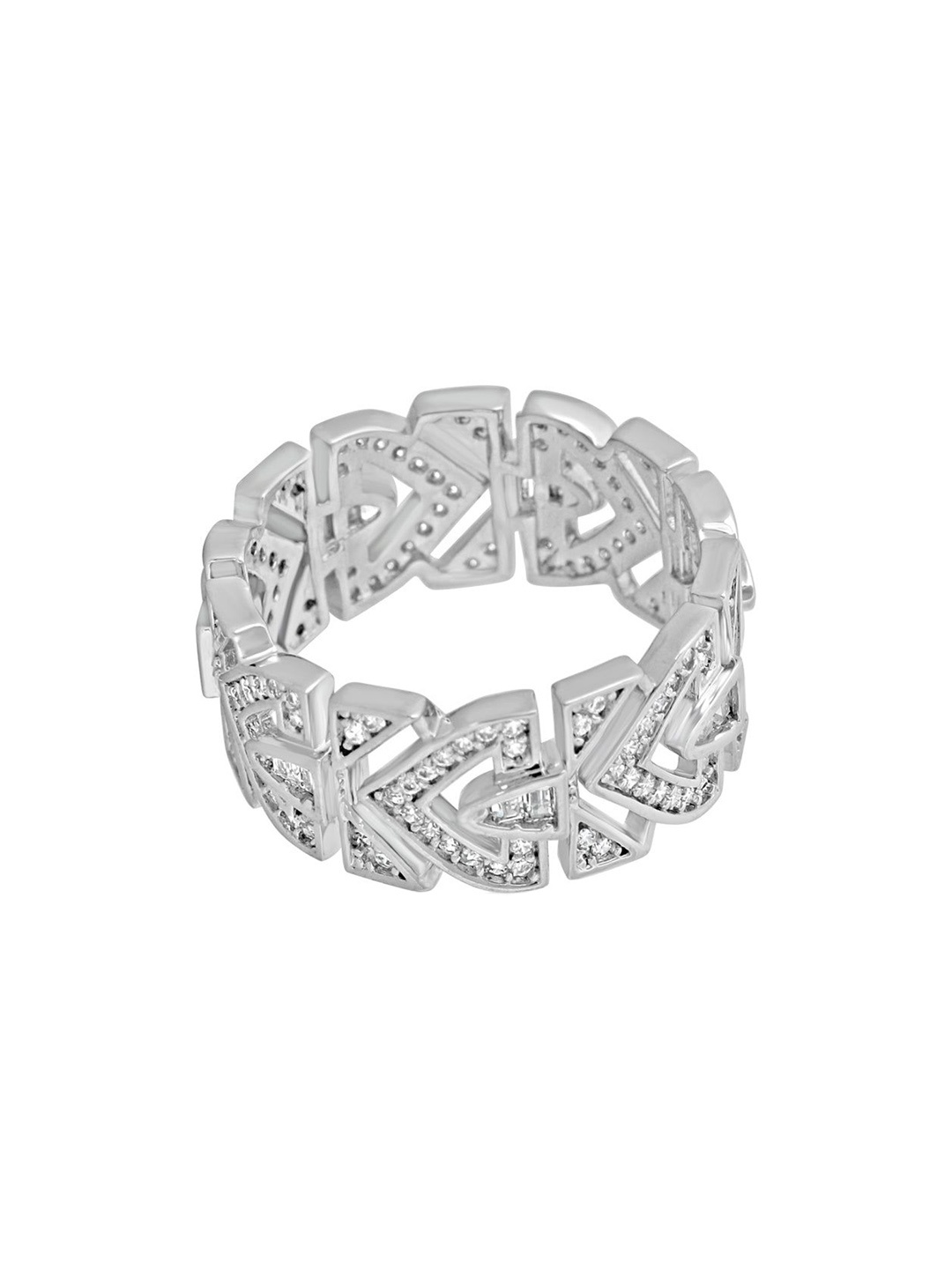 

WRAPGAME Sliver-Plated CZ Stone-Studded Adjustable Finger Ring, Silver