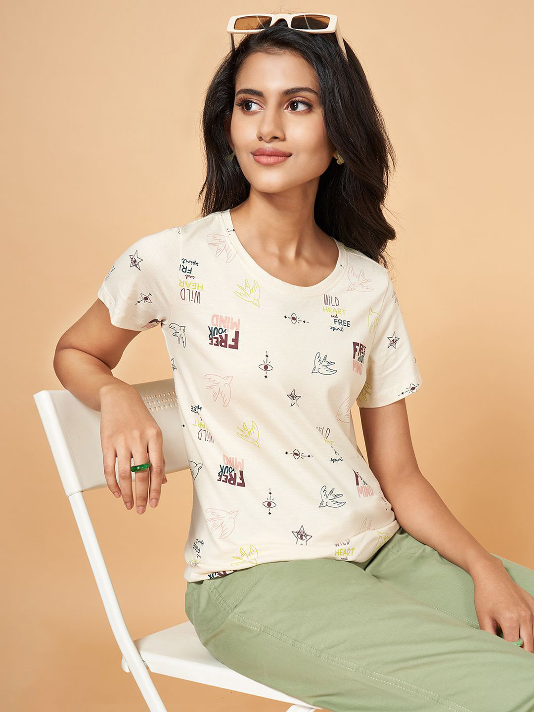 

Honey by Pantaloons Print Cotton Top, Off white