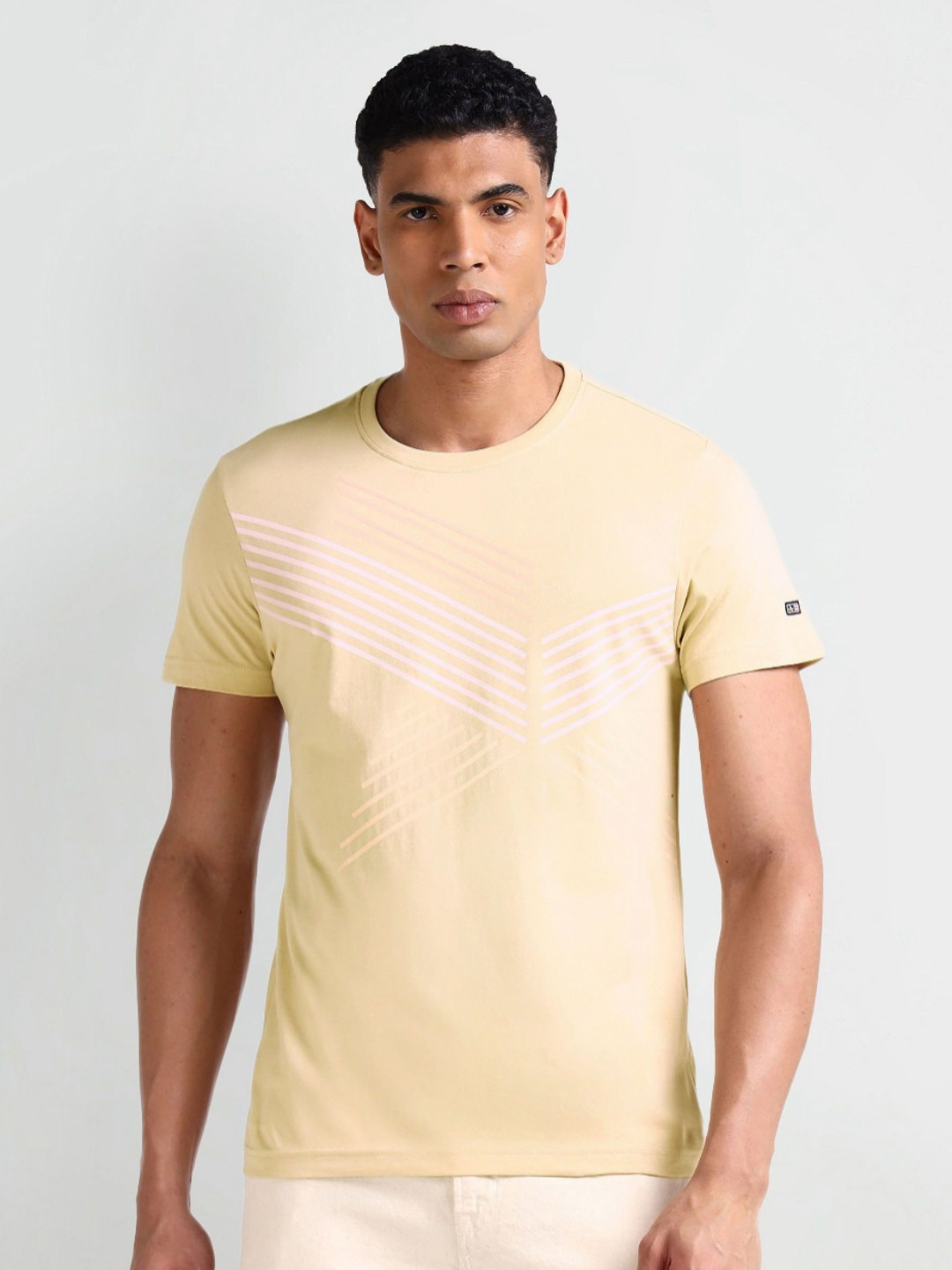 

Arrow Sport Men Abstract Printed Round Neck Cotton T-Shirt, Brown