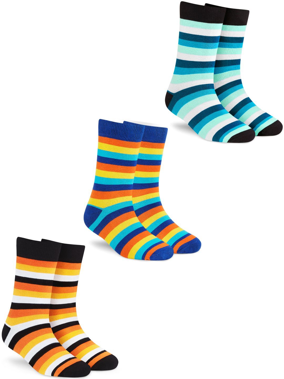 

Dynamocks Unisex Pack Of 3 Striped Calf-Length Socks, Yellow