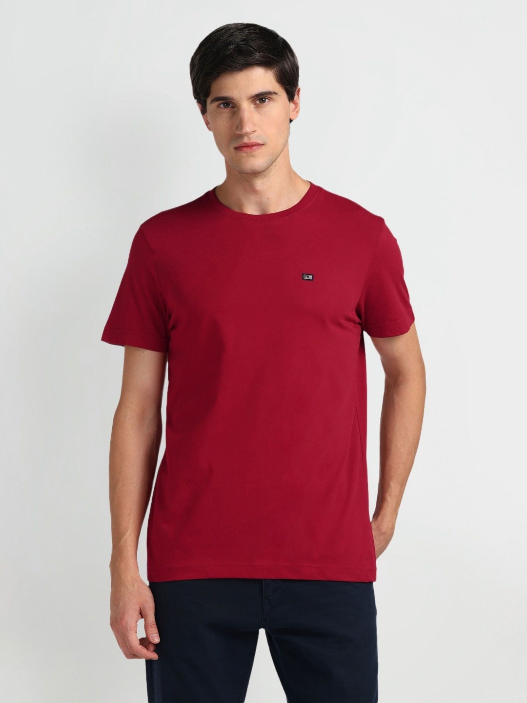 

Arrow Sport Men Solid Round Neck Cotton T-Shirt, Red