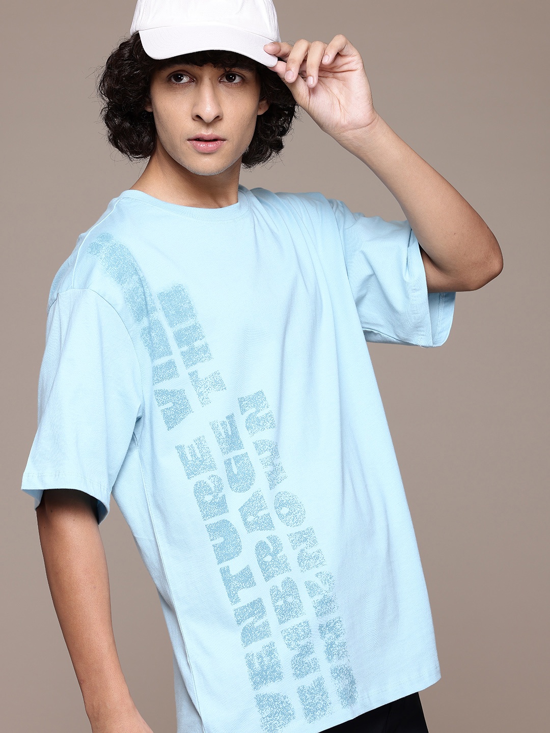 

The Roadster Lifestyle Co. Typography Printed Relaxed Fit Pure Cotton T-shirt, Blue