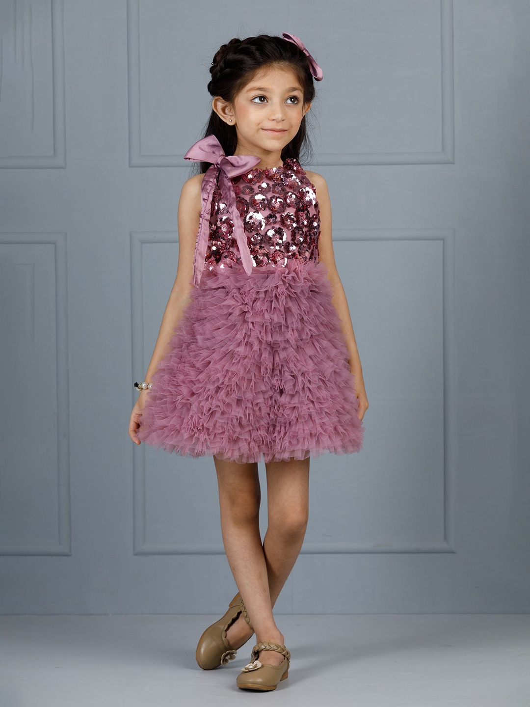 

The Lush Affair Girls Embellished A-Line Dress, Mauve