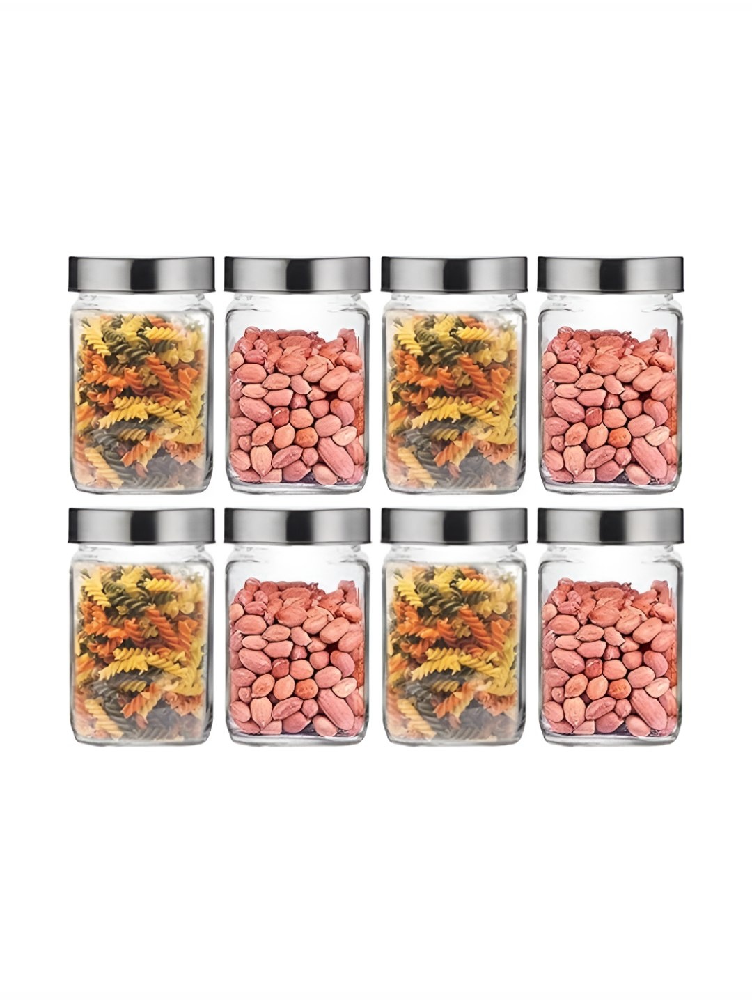 

CROCO JAR Transparent 8 Pcs Piramal Cubical Shape Storage Glass Food Containers 800ml each