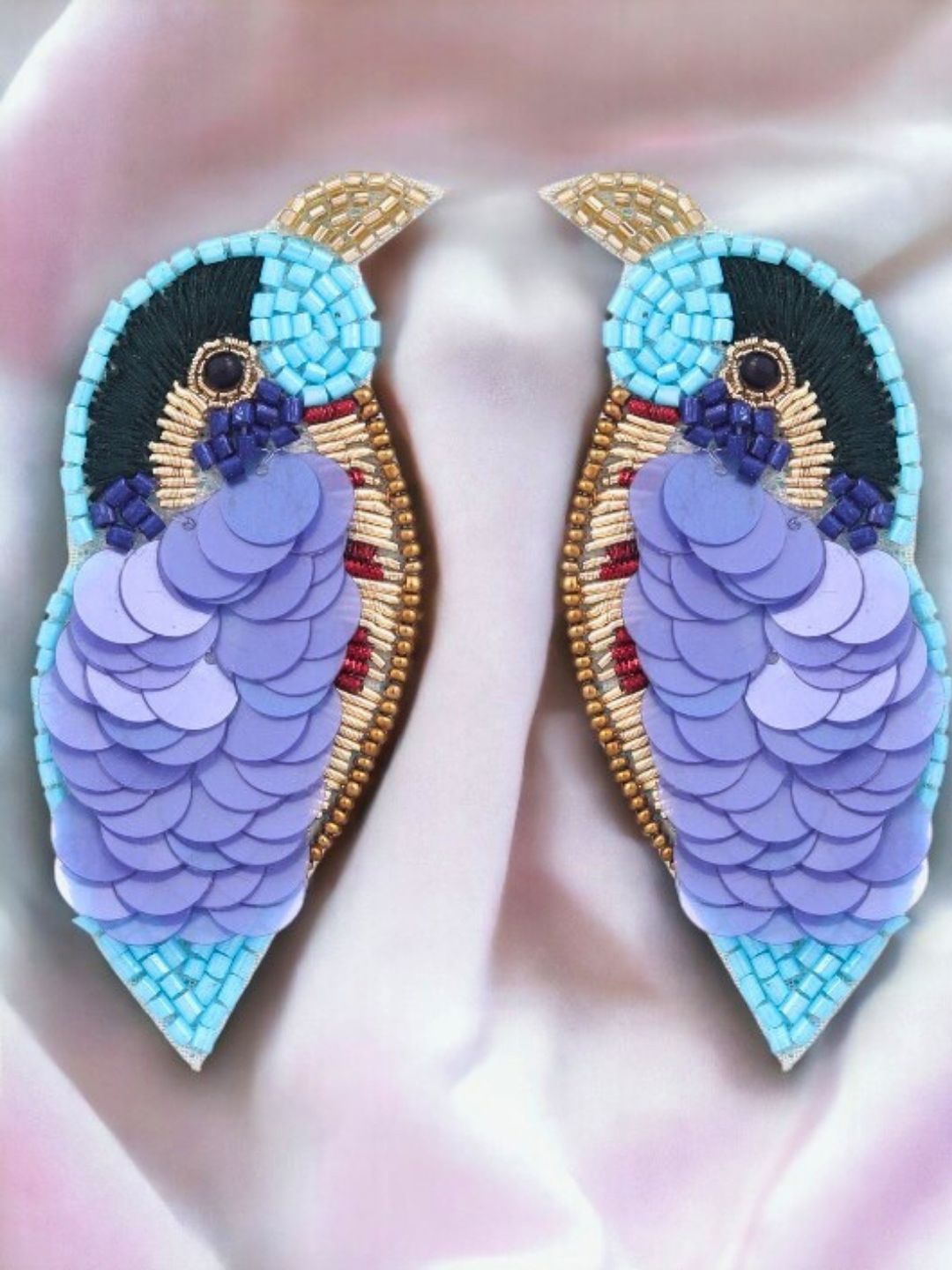 

VIVAZS Beaded Quirky Parrot Birds Drop Earrings, Gold