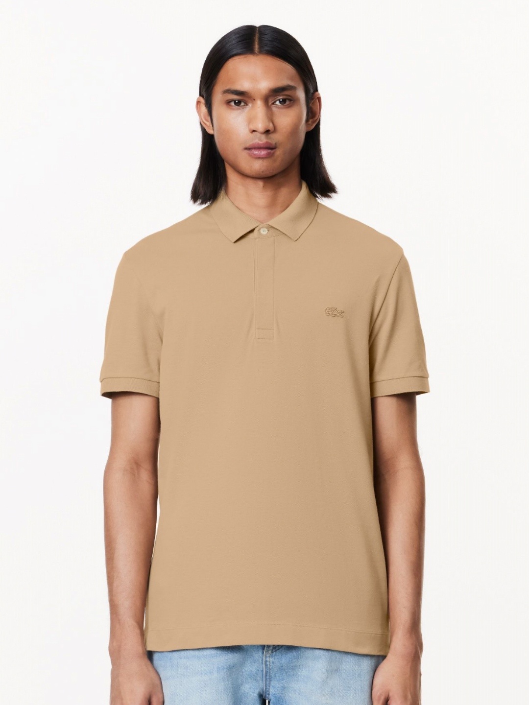 

Lacoste Men Solid Polo Collar Cotton T-Shirt, Beige