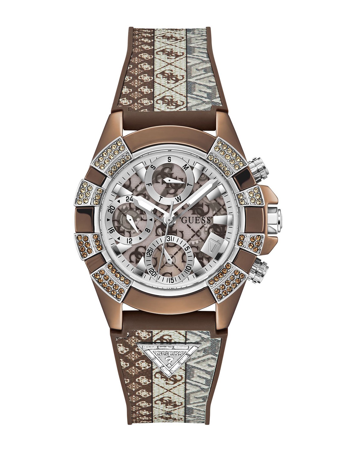 

GUESS Women Embellished Dial & Bracelet Style Straps Analogue Watch GW0813L2, Silver