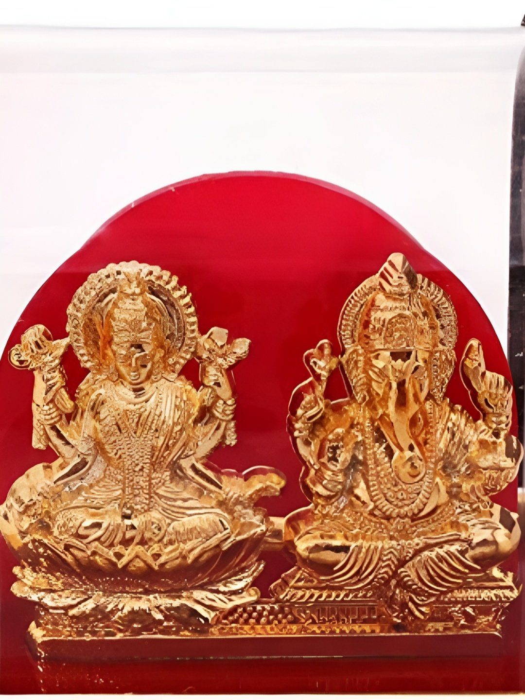 

INTERNATIONAL GIFT Gold-Toned and Red Laxmi Ganesh Religious Idol Showpiece