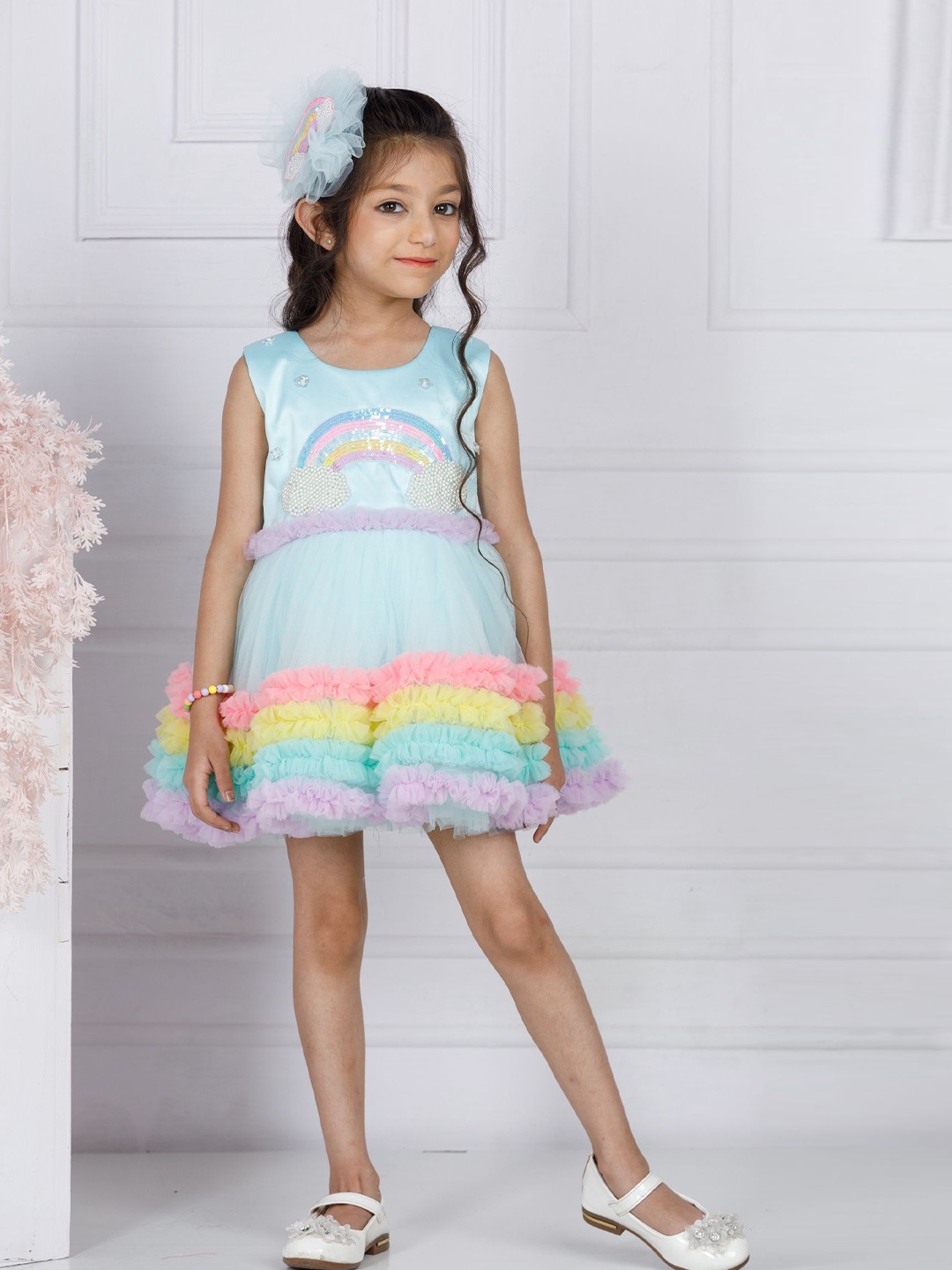 

The Lush Affair Net A-Line Dress, Blue
