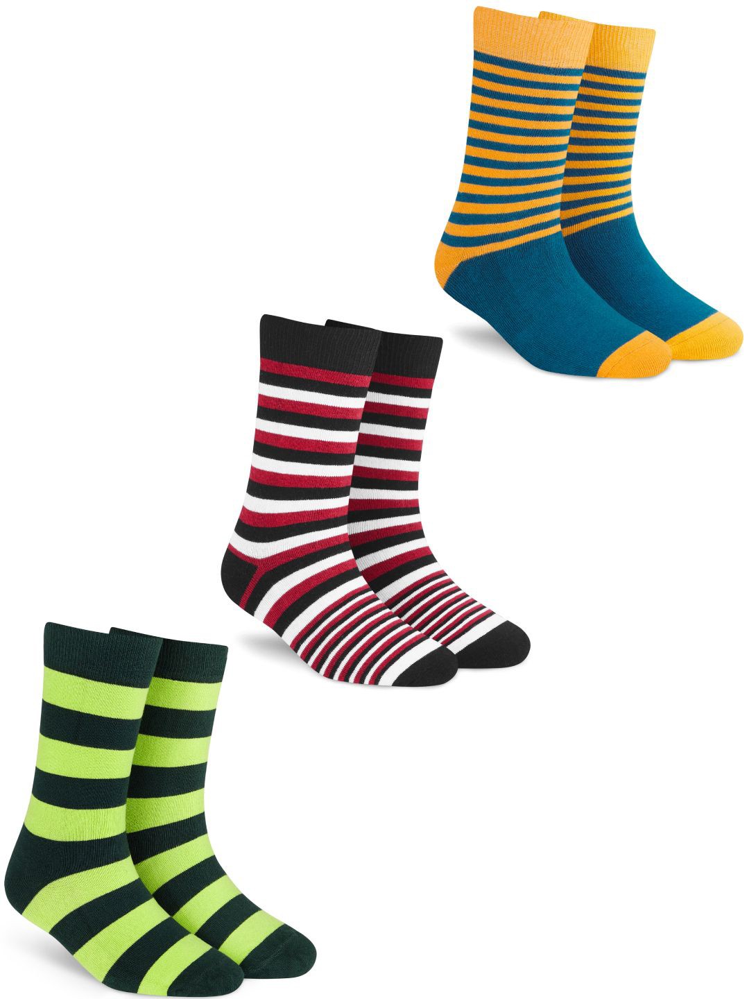 

Dynamocks Unisex Pack Of 3 Striped Calf-Length Socks, Red