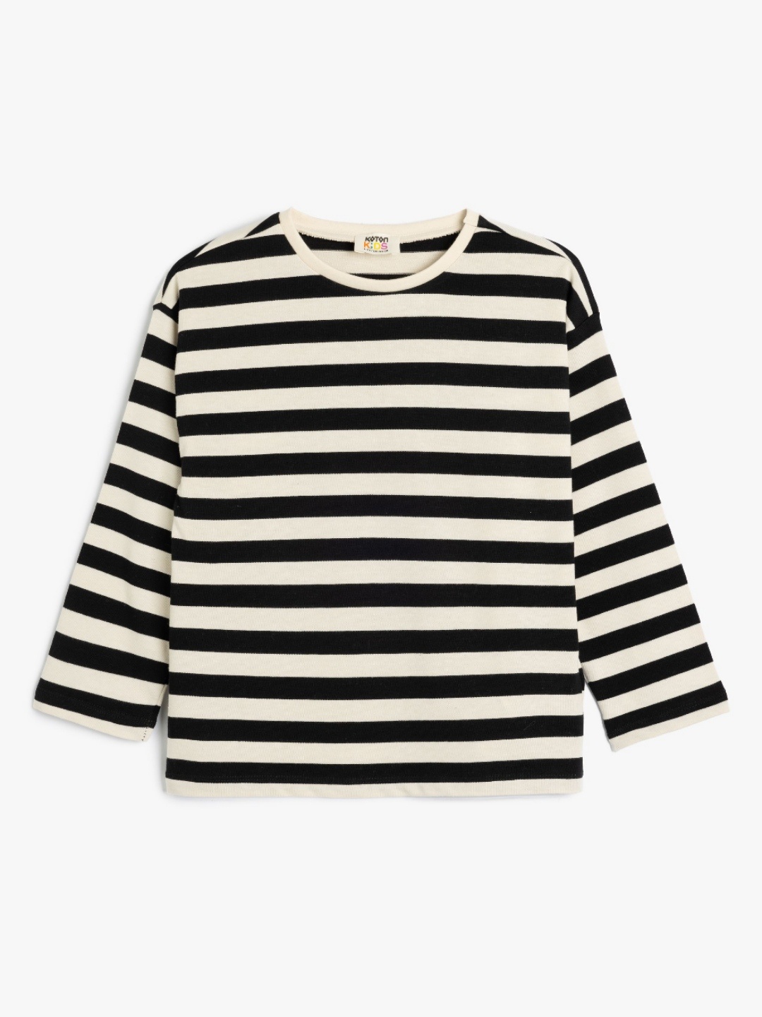 

Koton Girls Striped Round Neck Cotton T-Shirt, Black