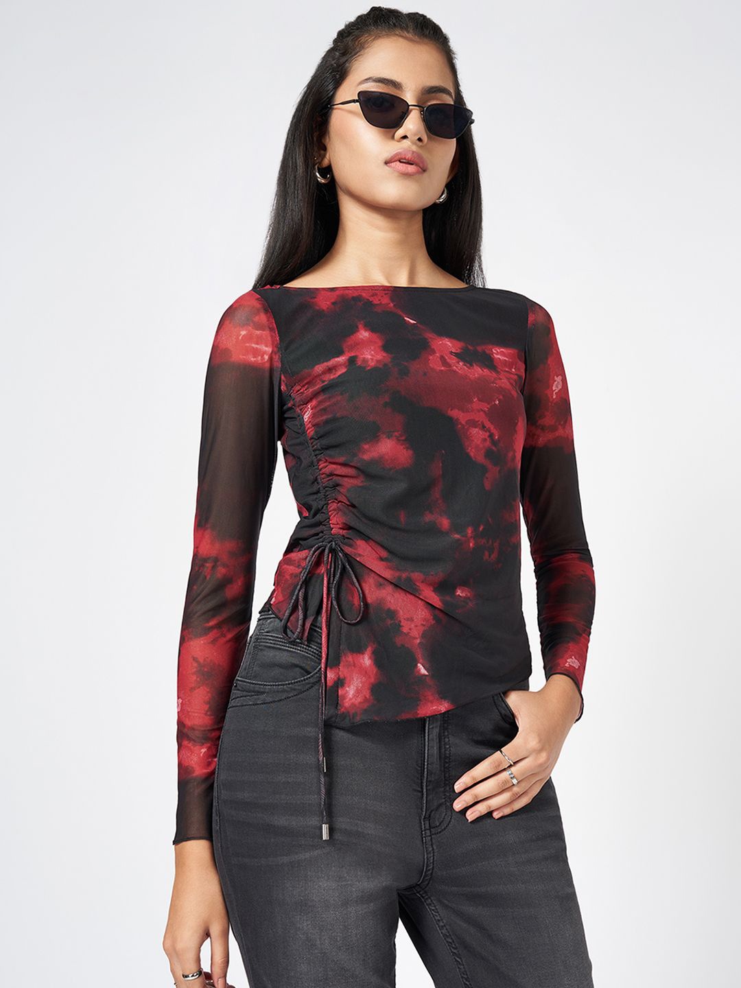 

SF JEANS by Pantaloons Print Top, Black