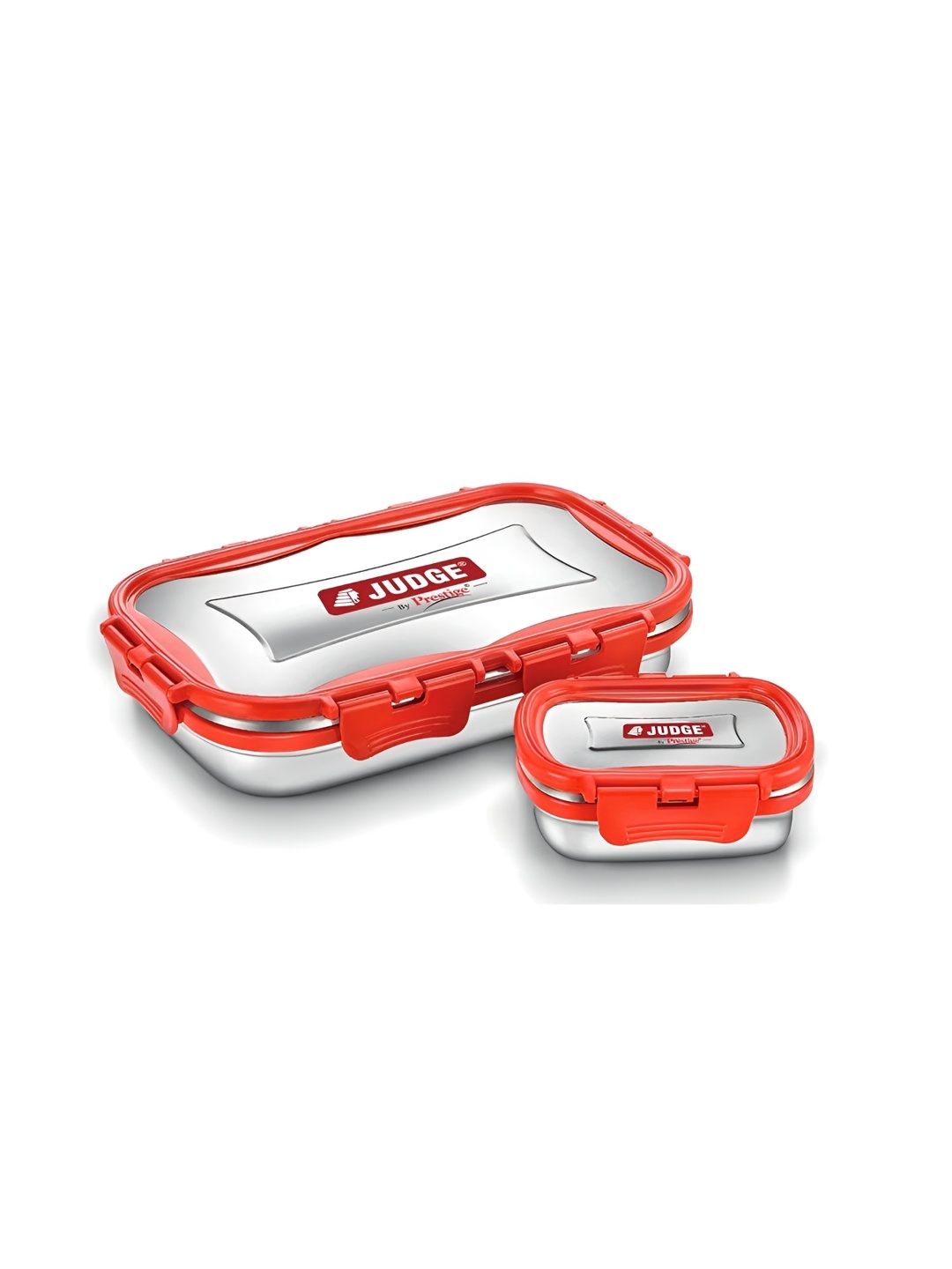 

JUDGE By Prestige Red 2 Pieces Stainless Steel Lunch Box, Silver