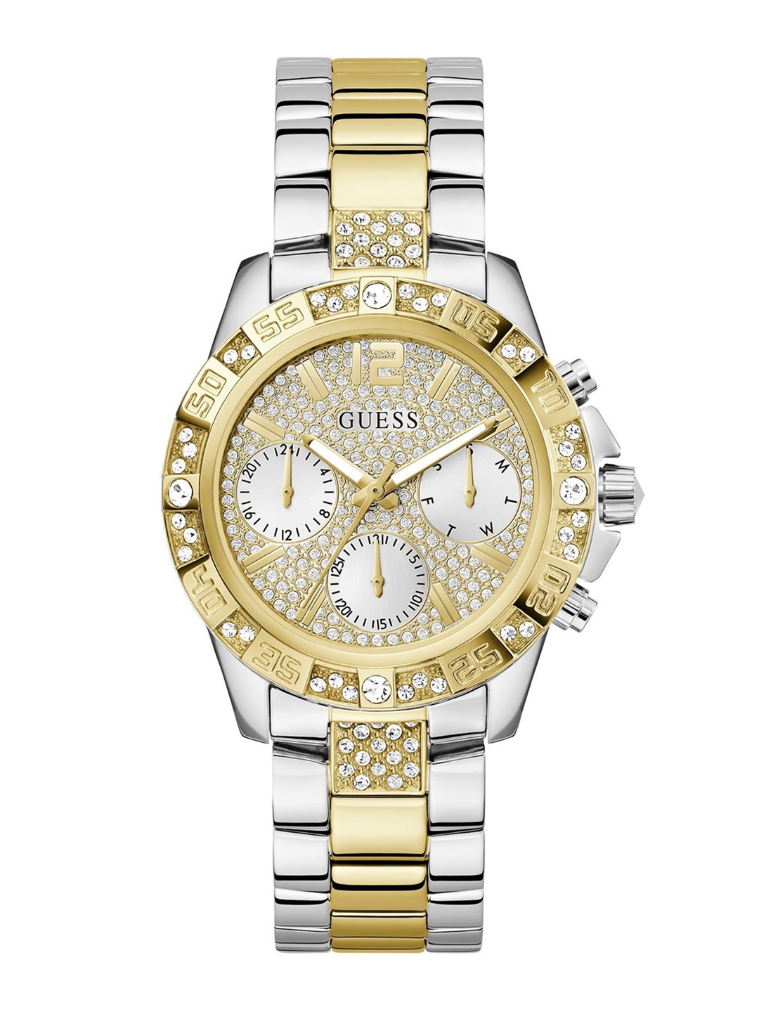 

GUESS Women Embellished Dial & Stainless Steel Bracelet Style Straps Analogue Watch GW0771L3, White