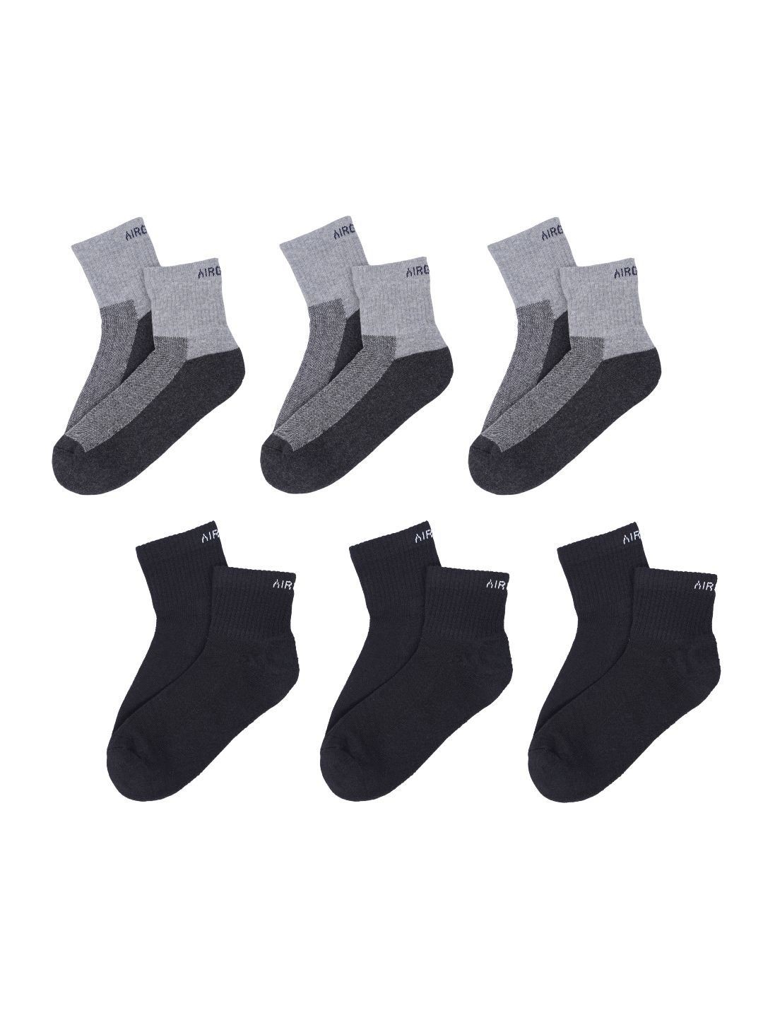 

AIR GARB Pack Of Six Ankle Length Socks, Black