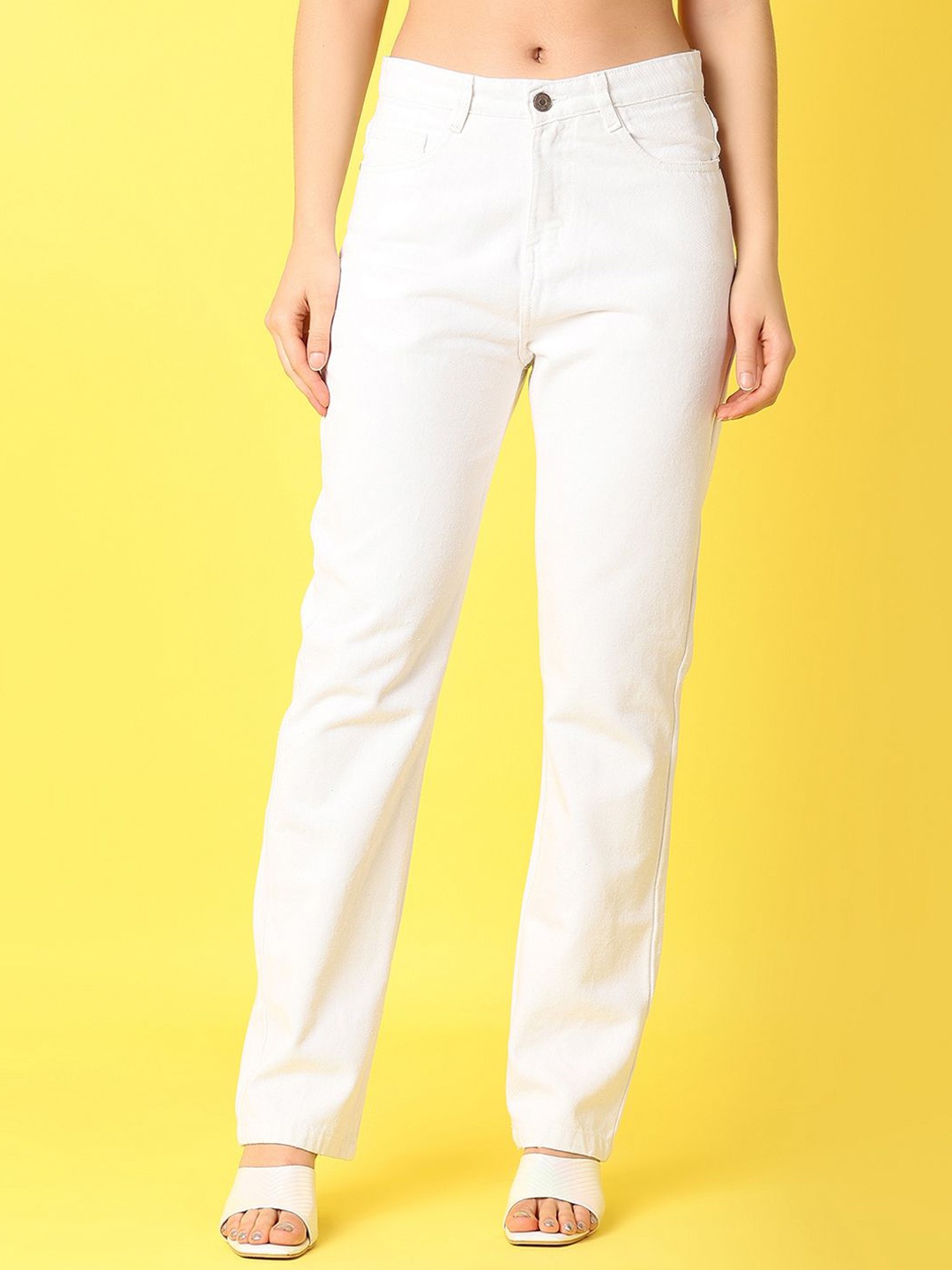 

UNLIMITED Women Mid-Rise Cotton Clean Look Jeans, White