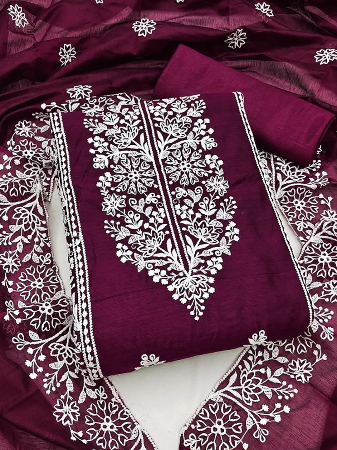 

KRITVA FASHION Embroidered Semi-Stitched Dress Material, Purple