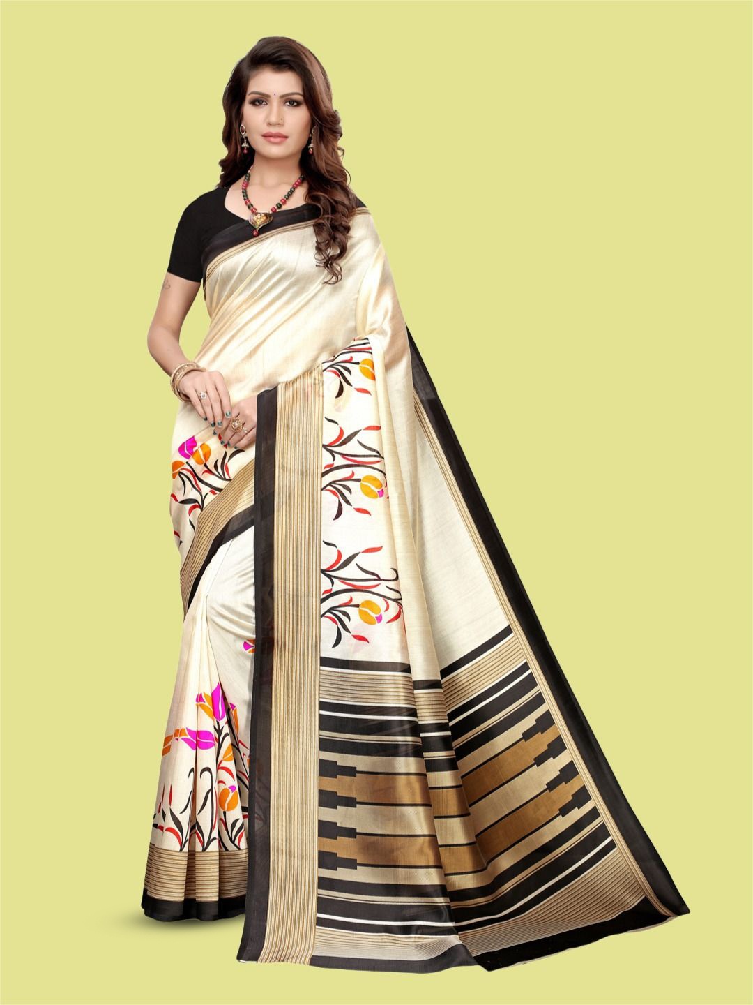 

Satrani Ethnic Motif Zari Saree, Cream