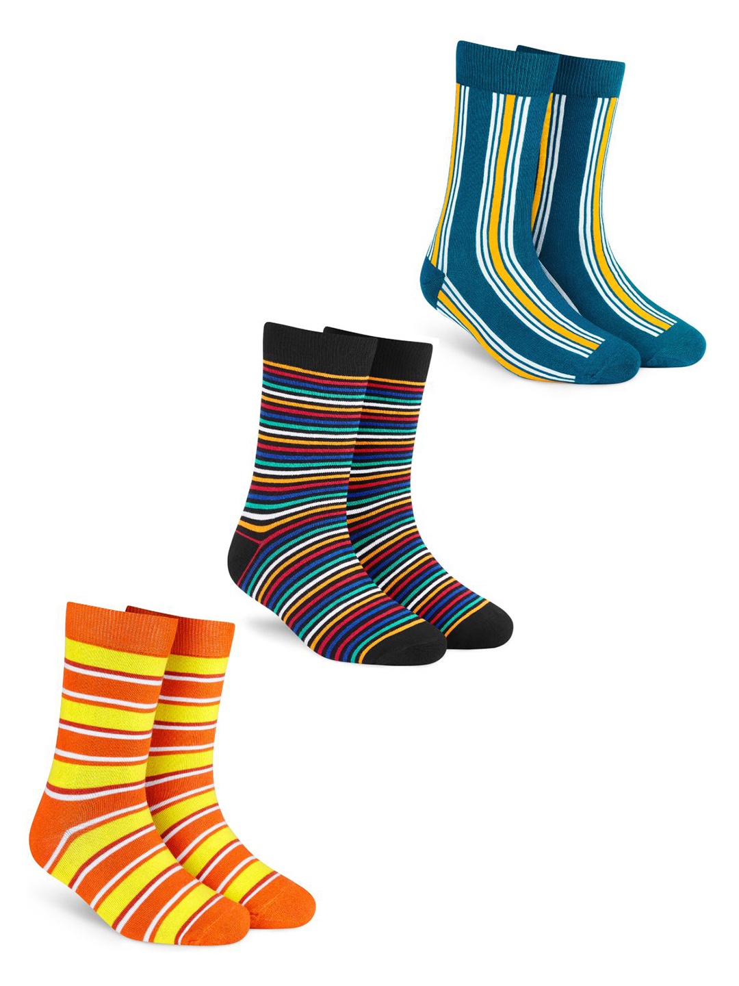 

Dynamocks Pack Of 3 Striped Calf-Length Socks, Orange