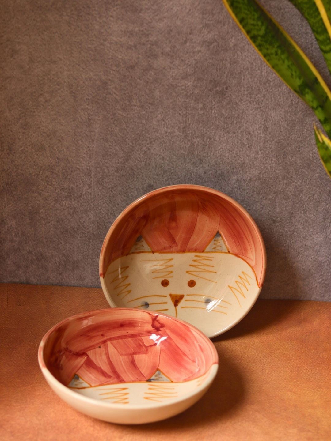 

WEAVING HOMES Red & Cream 2 Pieces Printed Ceramic Serving Bowls 280 ml