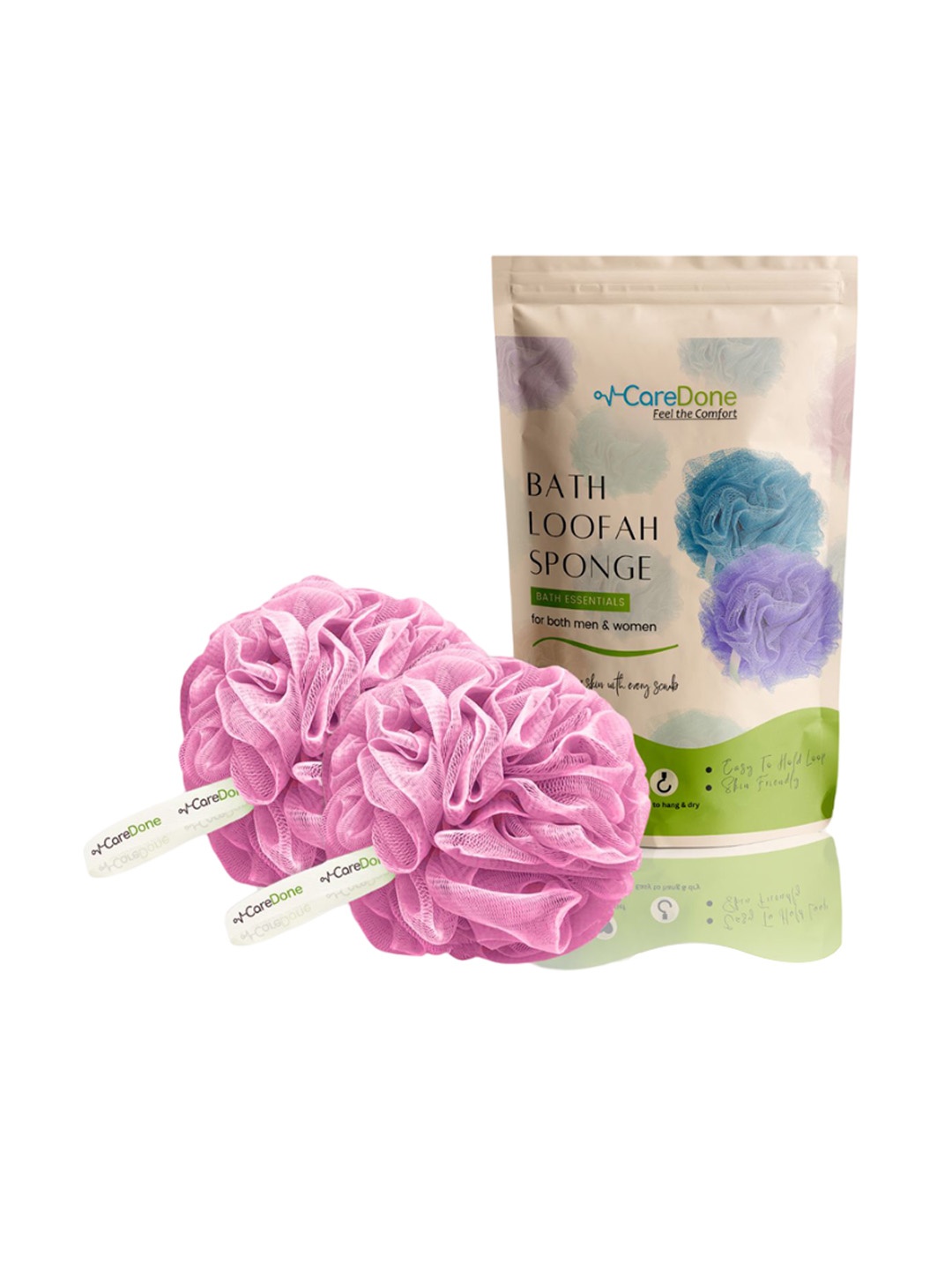 

CareDone Set of 2 Large Bath Loofah Sponge, Pink