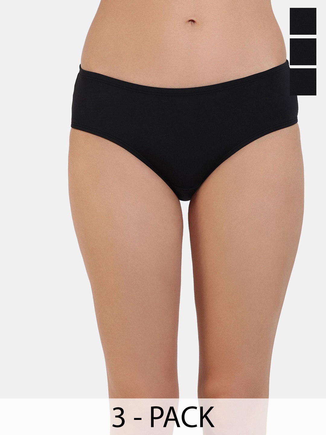 

Zivame Pack Of 3 Low-Rise Bikini BriefsZI28BGFASHBLACK, Black