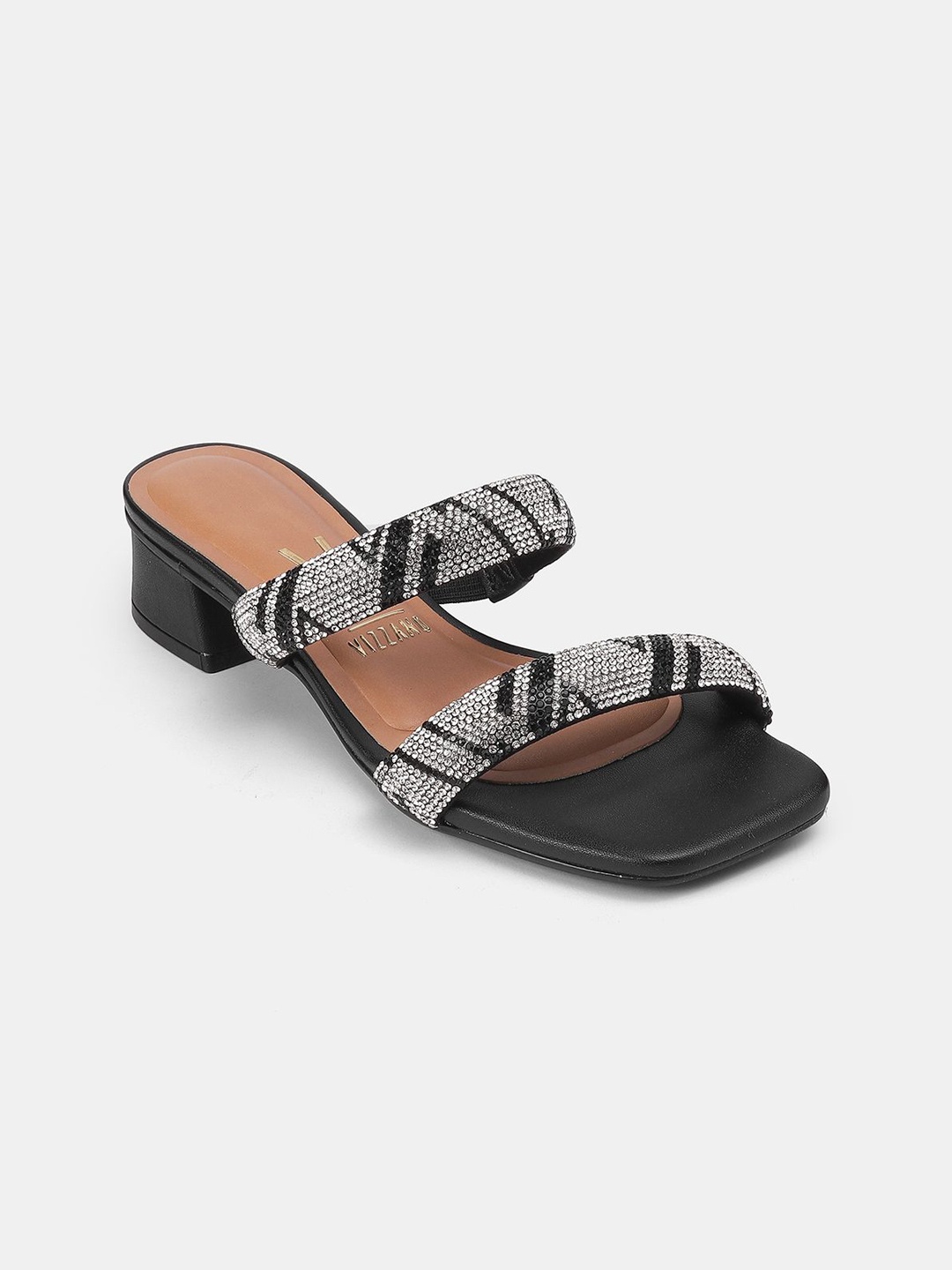

Vizzano Embellished Block Heel Sandals, Black
