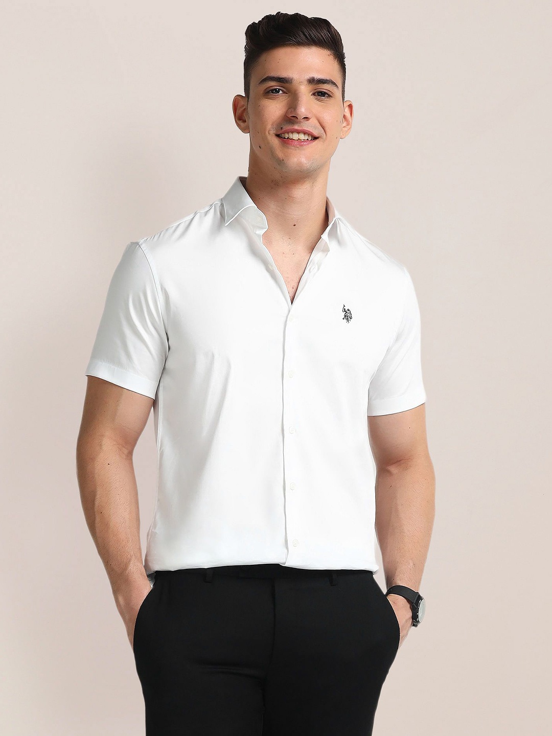 

U.S. Polo Assn. Men Classic Cutaway Collar Solid Cotton Casual Shirt, White