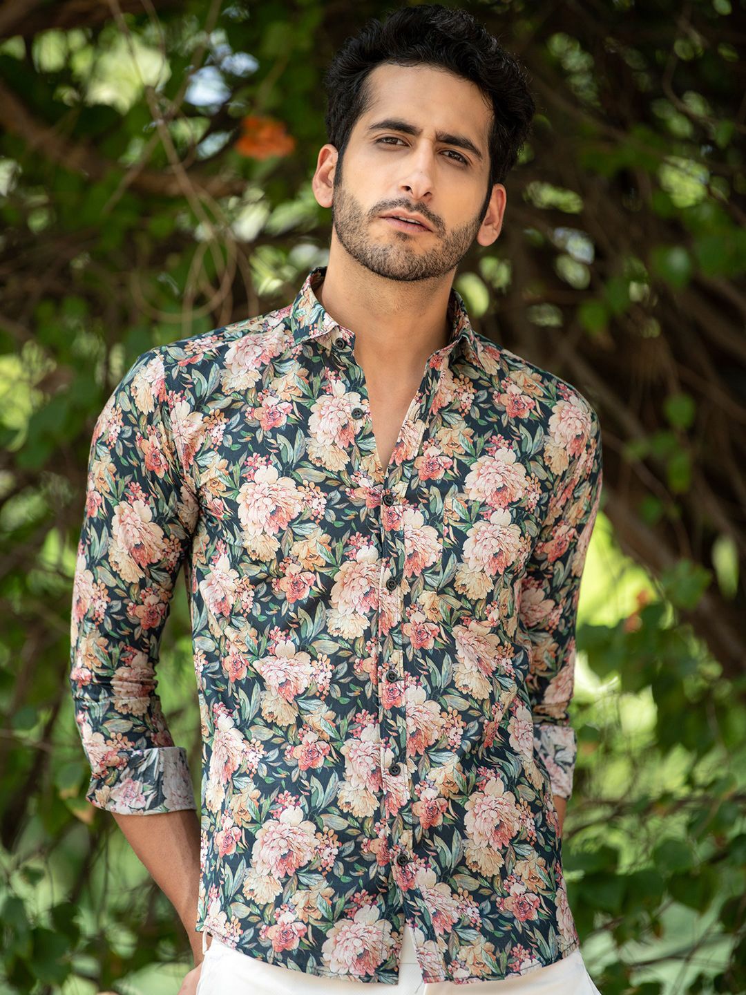 

Tistabene Men Standard Spread Collar Floral Printed Cotton Casual Shirt, Multi
