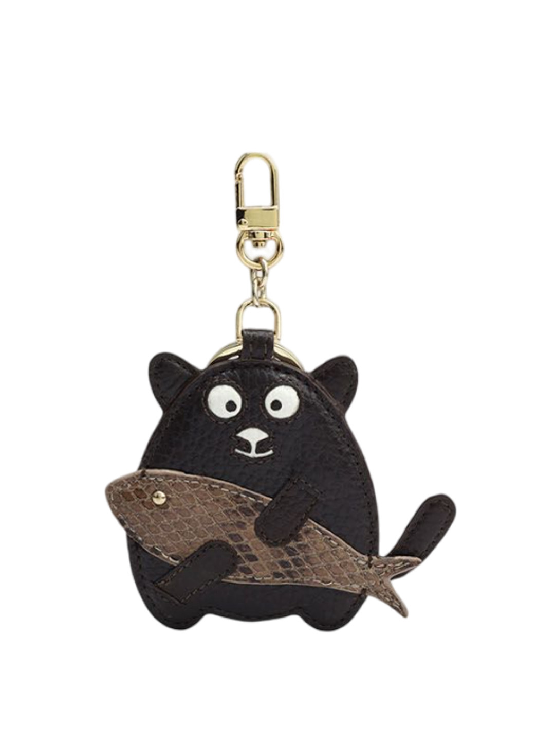 

Da Milano Black & Brown Panda With Fish Designed Leather Key Chain