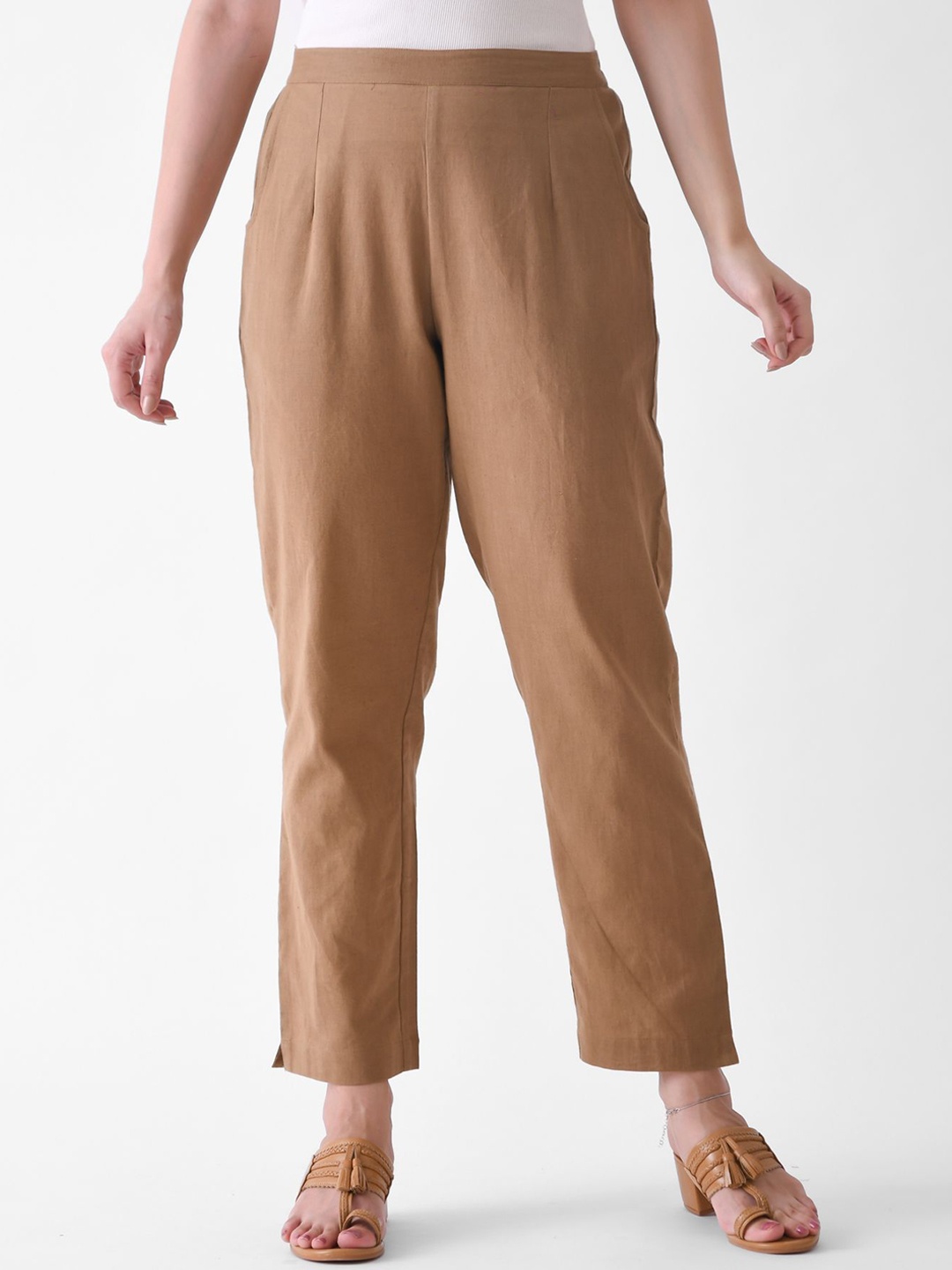 

Rustorange Pure Cotton Mid-Rise Trouser, Brown