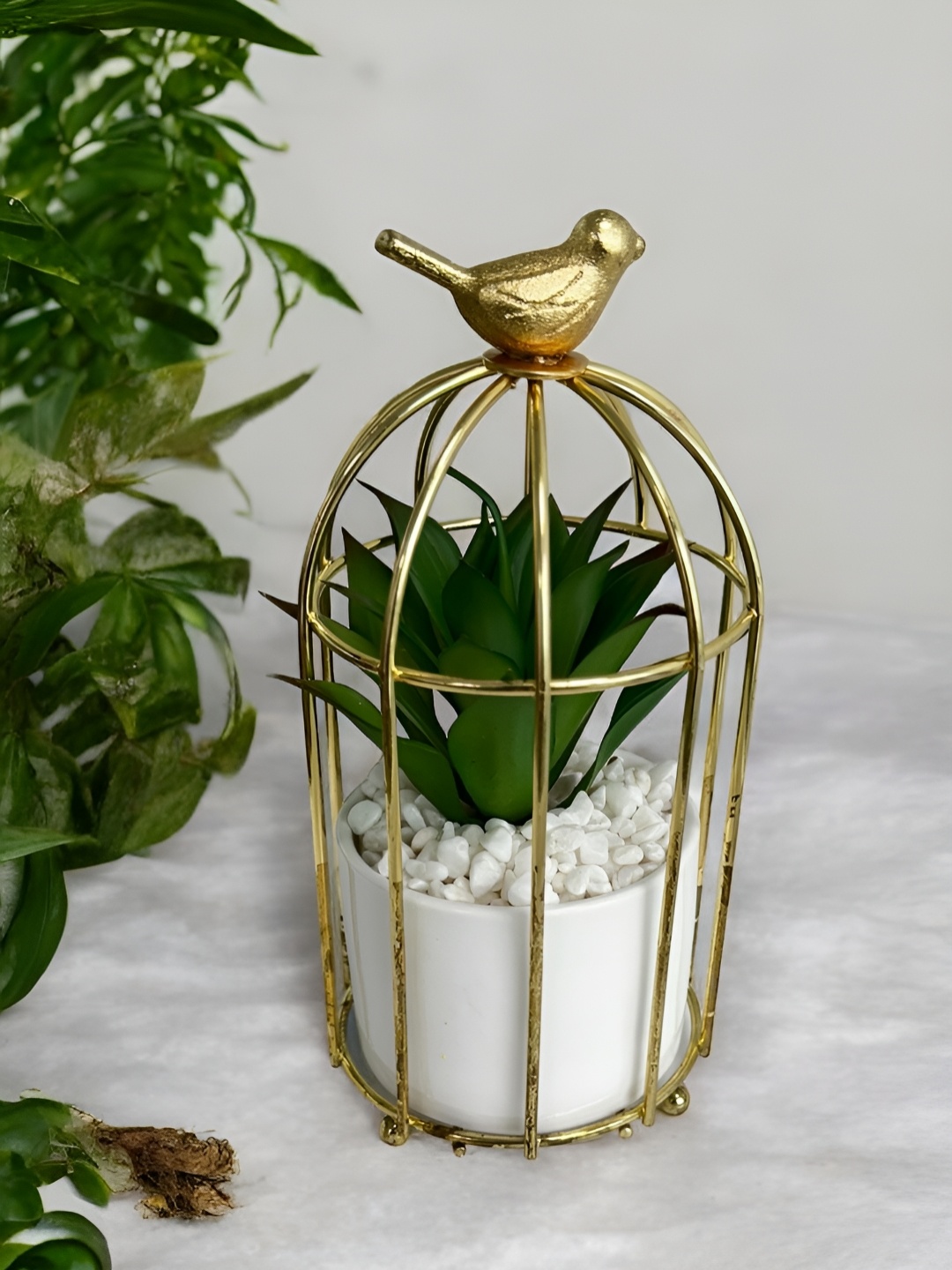

Art Street White & Green Textured Aloe Vera Artificial Plant With Pot