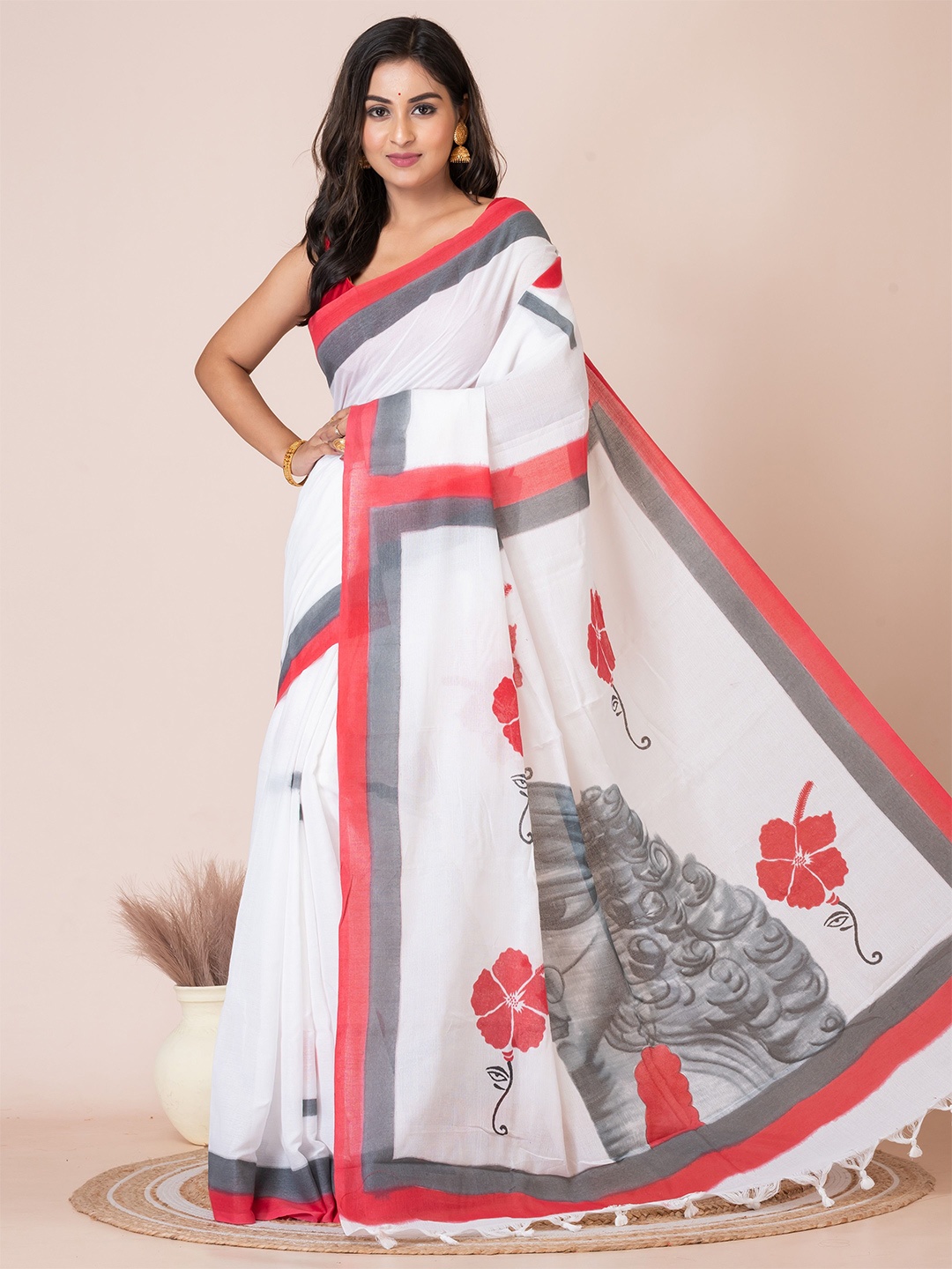 

Laa Calcutta Pure Cotton Saree, White